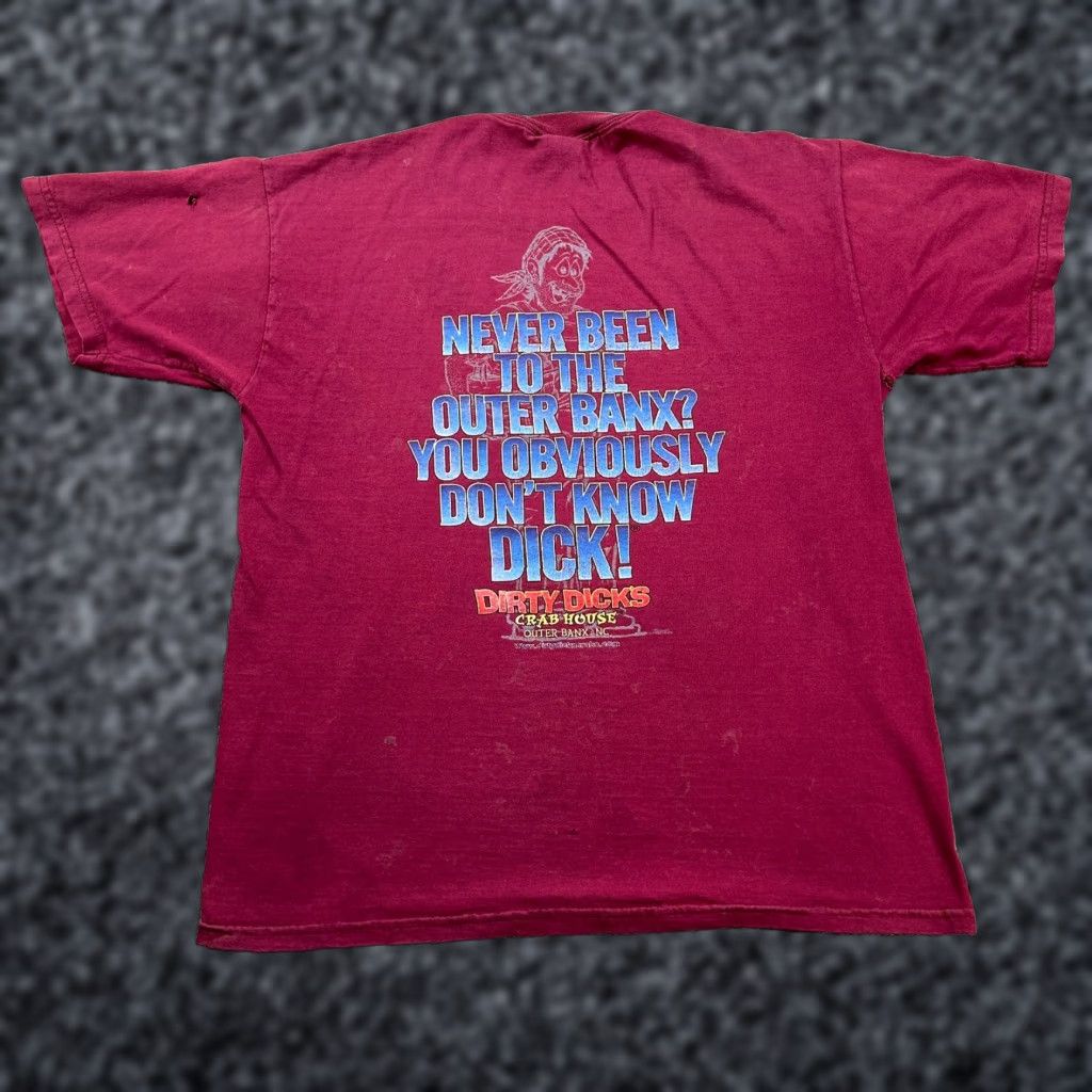 Jerzees JERZEES Shirt Mens Medium Graphic Print Dirty Dicks Crab Shack Dont Know Dick THRASHED FLAW Size US M / EU 48-50 / 2 - 1 Thumbnail