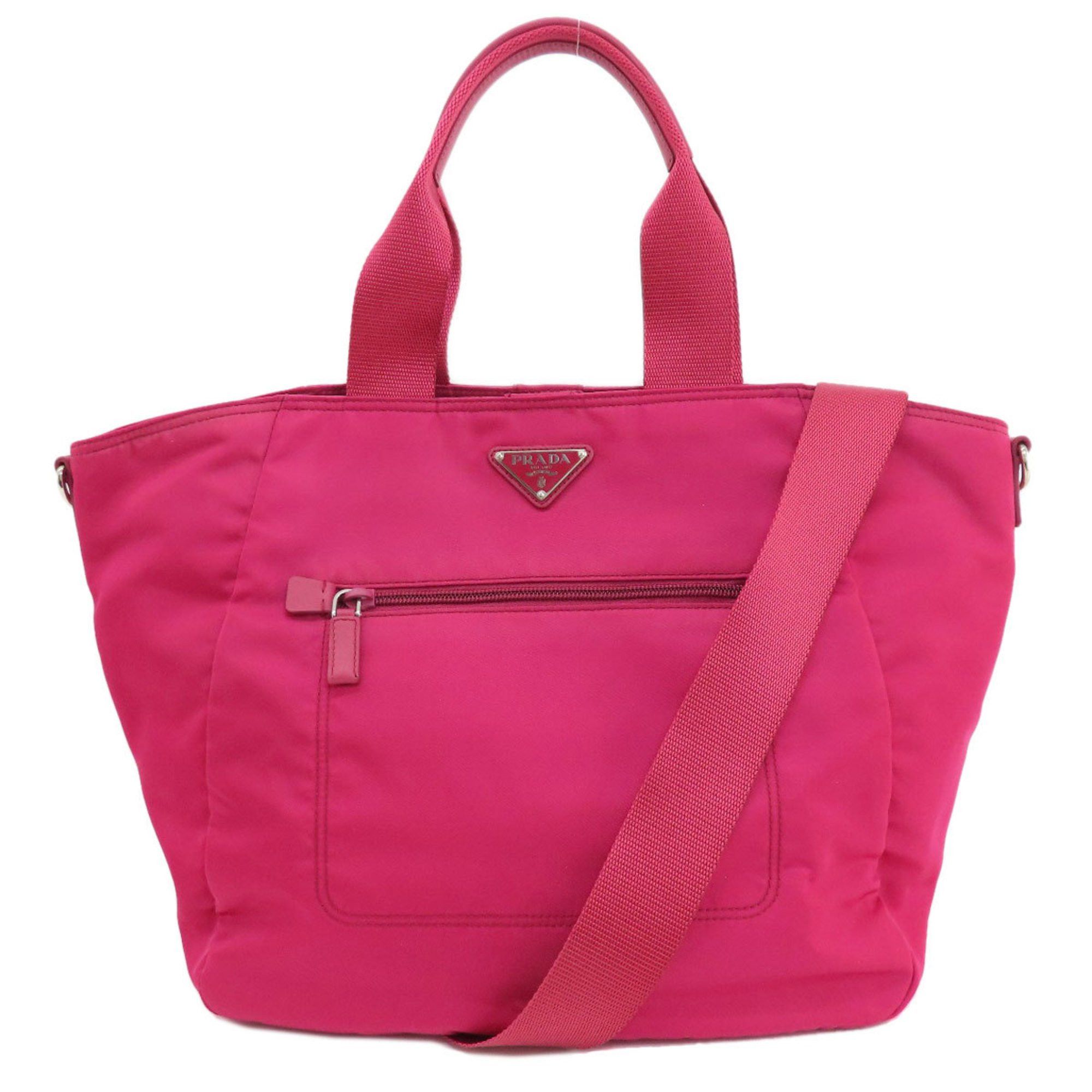 image of Prada Br5137 Tote Bag Nylon Material Women's Prada in Pink