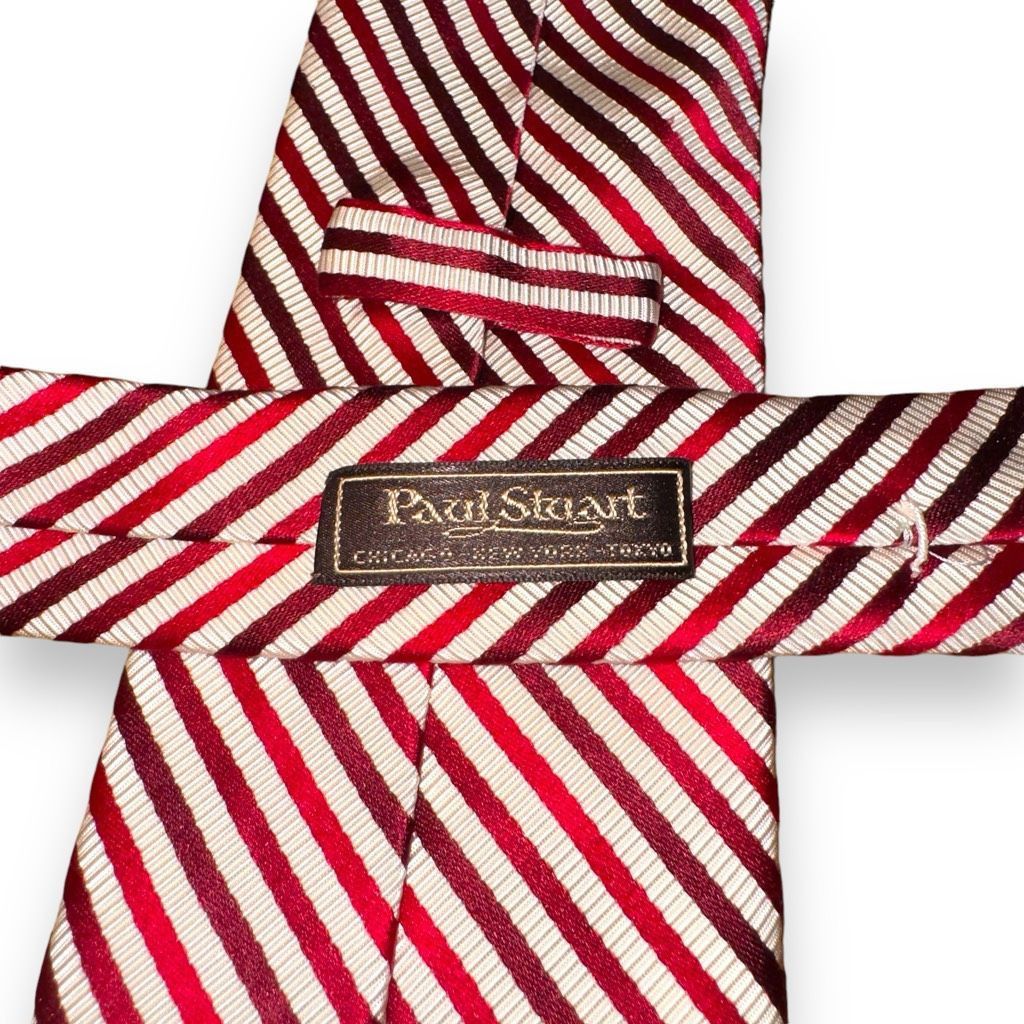 Paul Stuart Paul Stuart Red & White Striped 100% Silk Handmade in France Size ONE SIZE - 3 Thumbnail