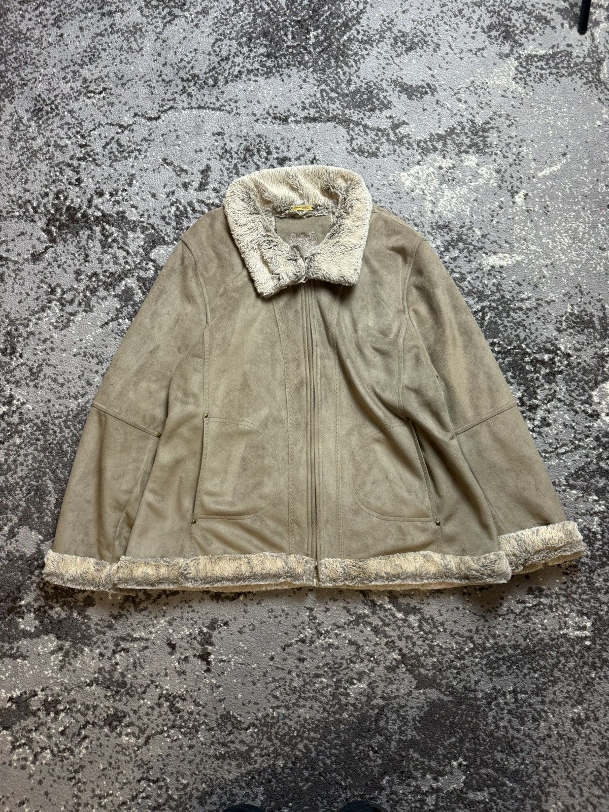If Six Was Nine × Vintage Vintage Y2K Suede Leather Style Fur Faux Collar Sleeve Jack Size US XL / EU 56 / 4 - 1 Thumbnail