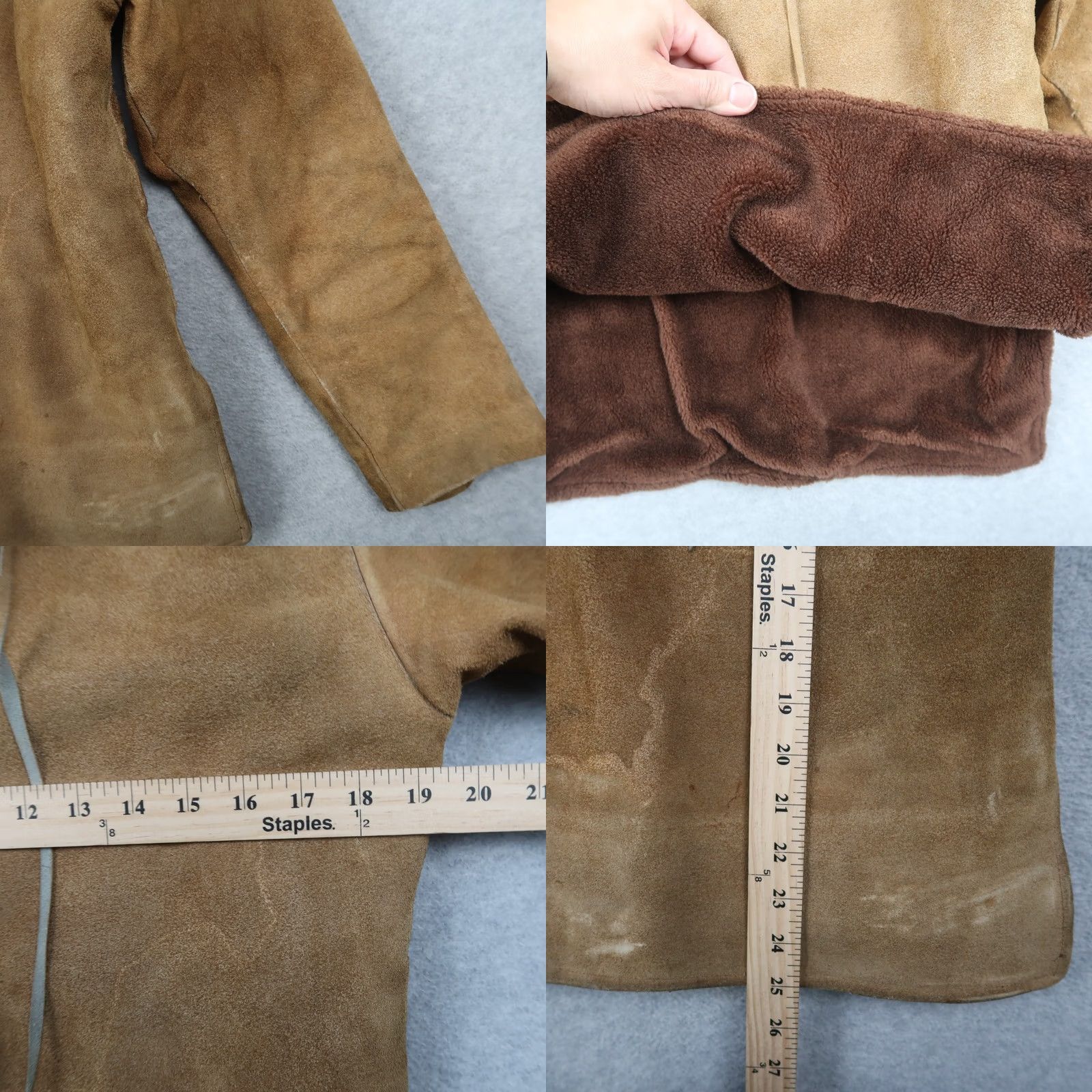 Vintage Vintage Brown Leather Shirt Jacket S Small Lace Front Suede Rockabilly 70s Pullover Sherpa Lined Mens Size US S / EU 44-46 / 1 - 8 Thumbnail