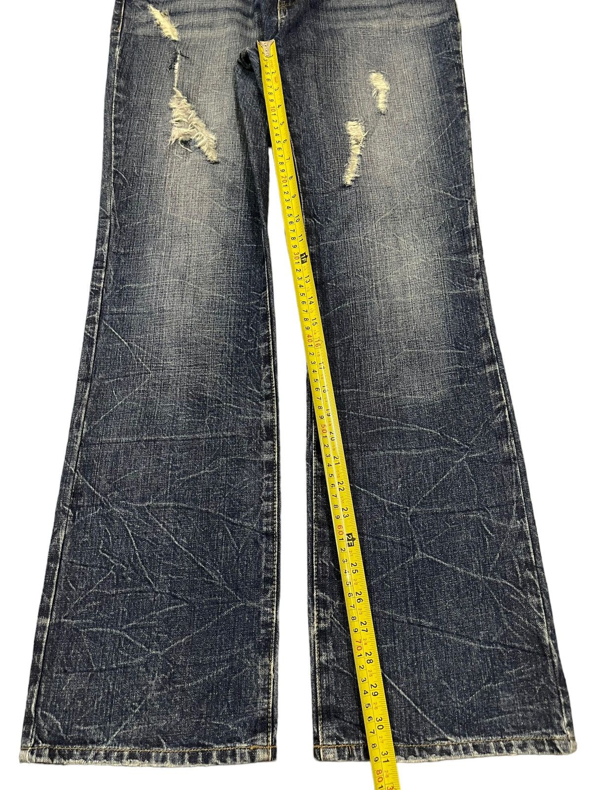Hysteric Glamour Vintage Japanese Brand Blue Wash Style Distress Bootcut Jean Size US 33 - 11 Thumbnail