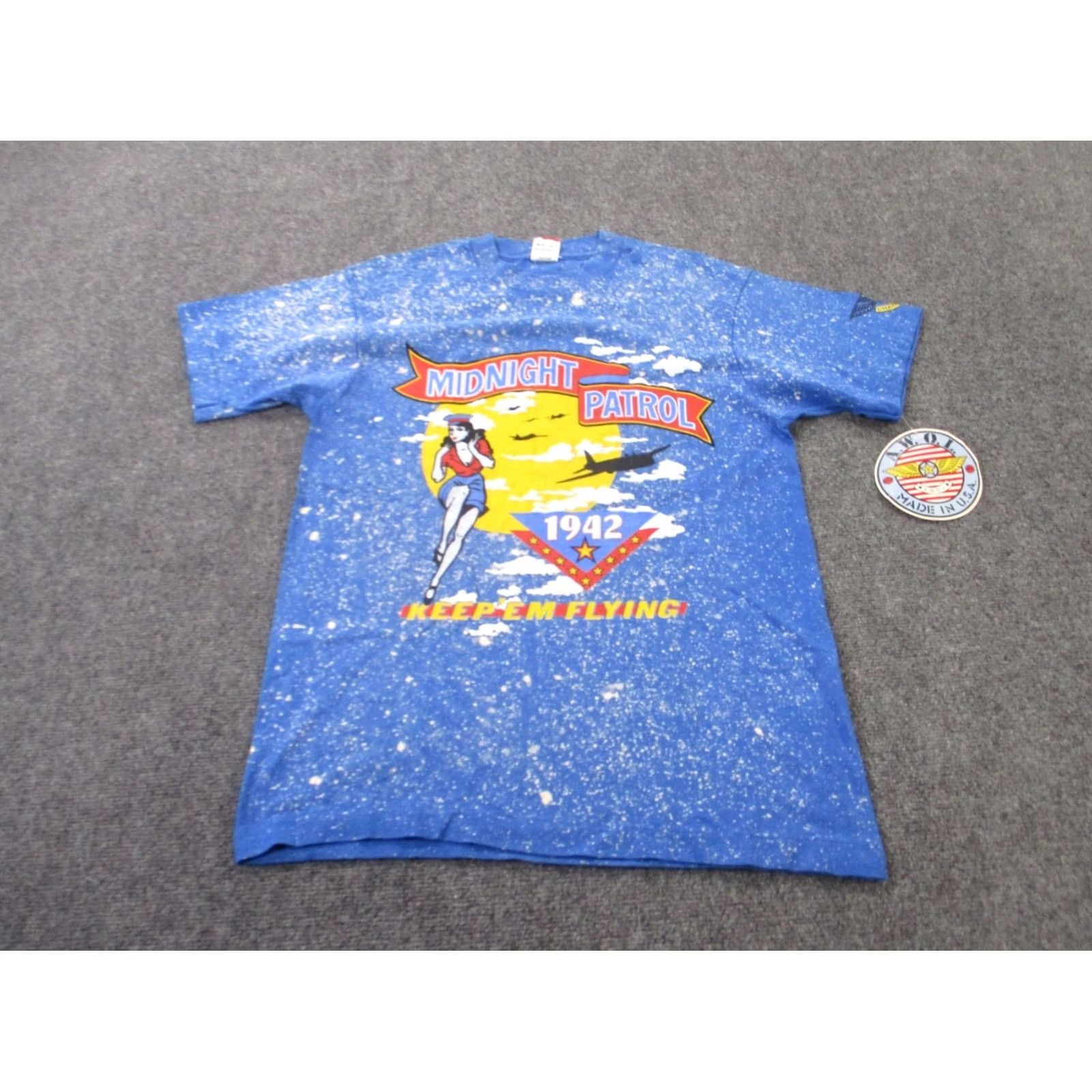 Fruit Of The Loom VINTAGE Midnight Patrol Shirt Men L Blue USA Made Pilot Flying Graphic AWOL 1942 NEW Fruit of the Loom Size US L / EU 52-54 / 3 - 2 Thumbnail