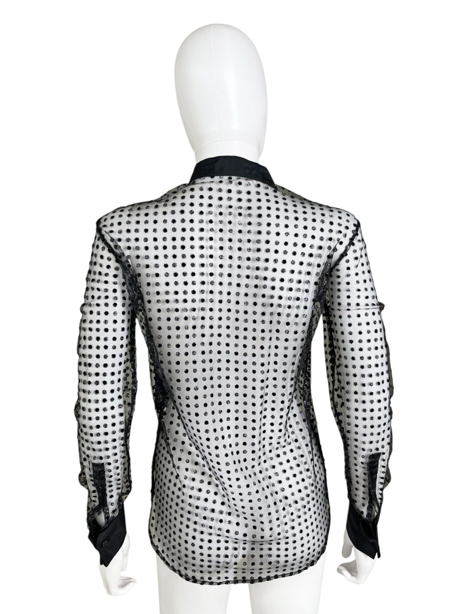 Saint Laurent Paris by Hedi Slimane S/S 2016 Transparent Silver Pois Shirt Size S / US 4 / IT 40 - 3 Thumbnail