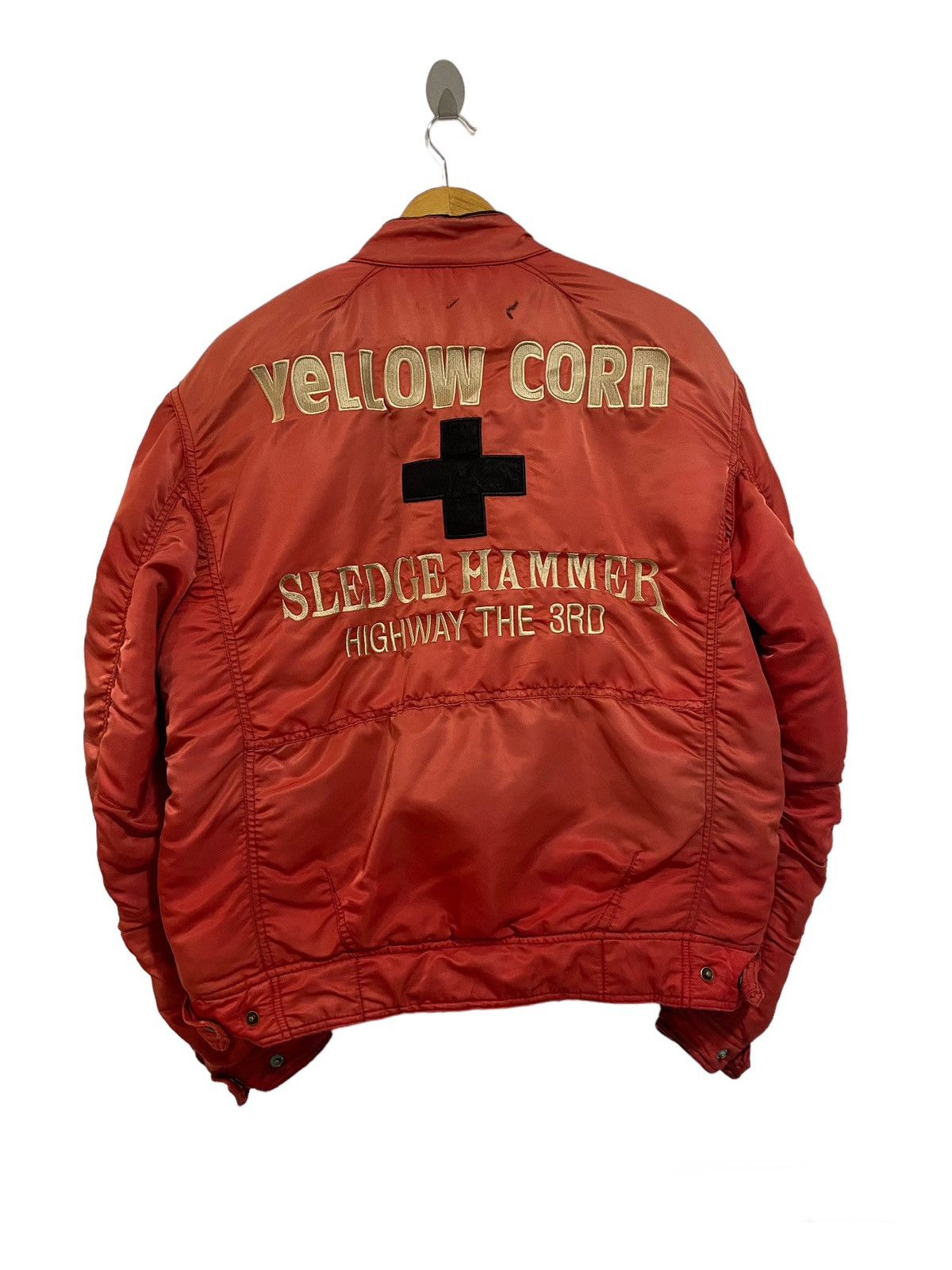 YELLOW CORN SLEDGE HAMMER ジャケット LL Vintage Yellow Corn Motorsports Sledge Hammer Leather Jacket