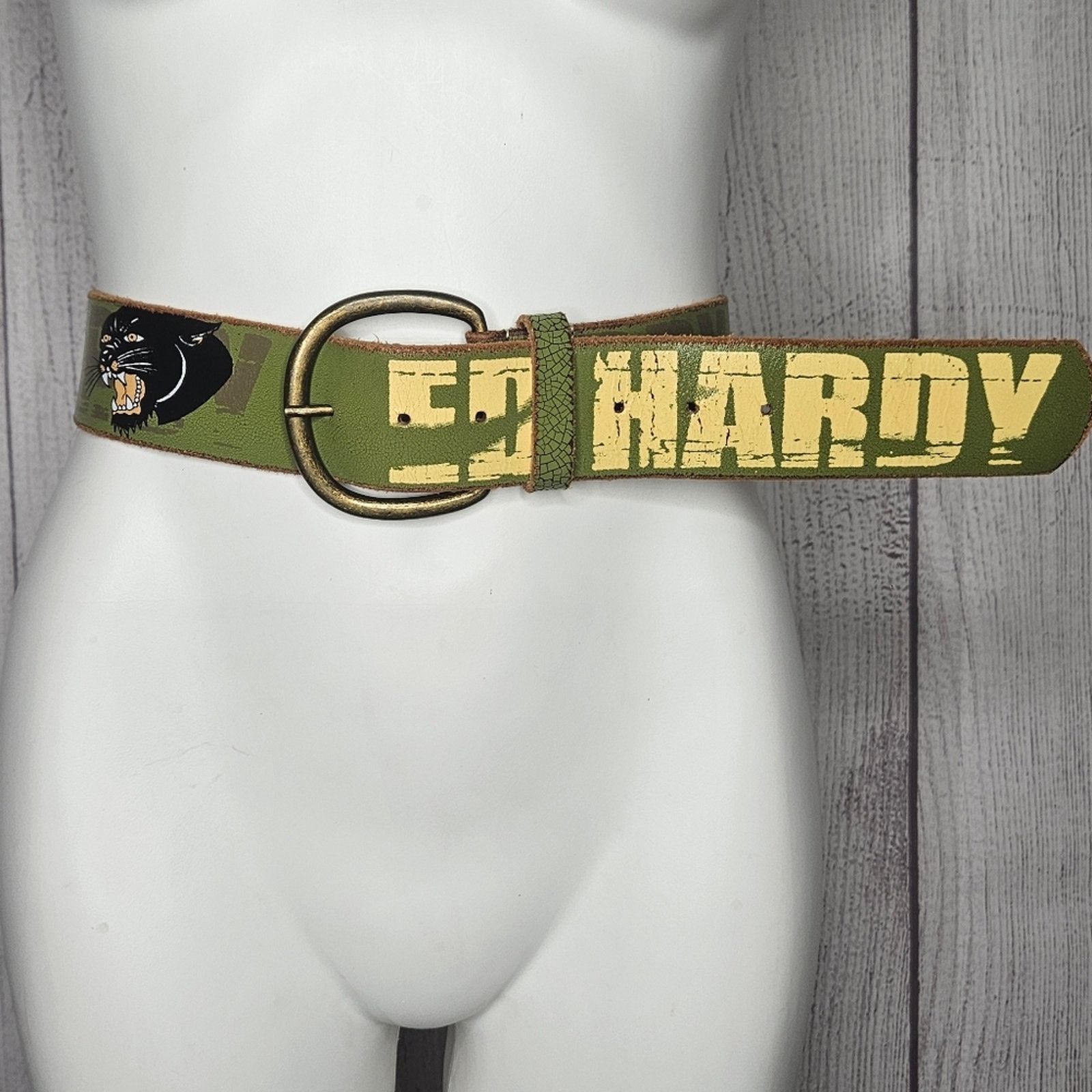 Ed Hardy Vintage Y2K Leather Ed Hardy Belt, size Small Size 32 - 2 Thumbnail