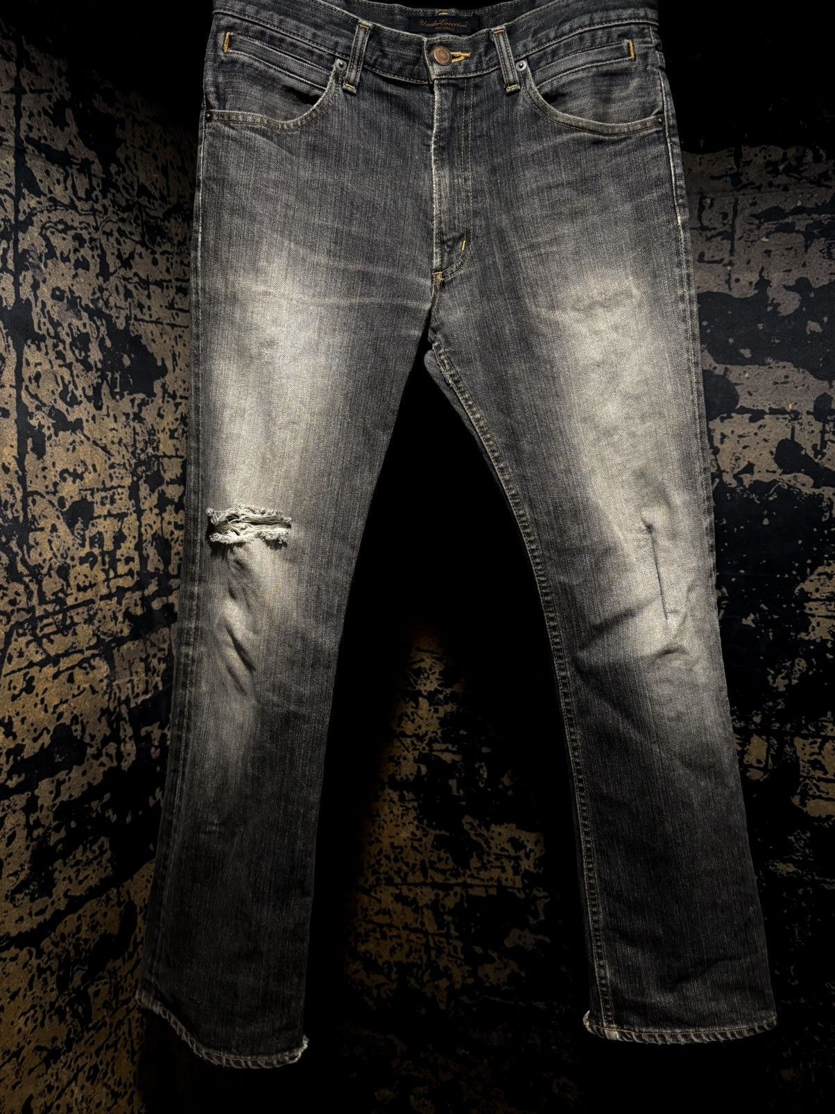 Undercover Undercover SS2003 “Scab” Giz Print Bootcut Denim – Grey Wash Size US 30 / EU 46 - 2 Thumbnail