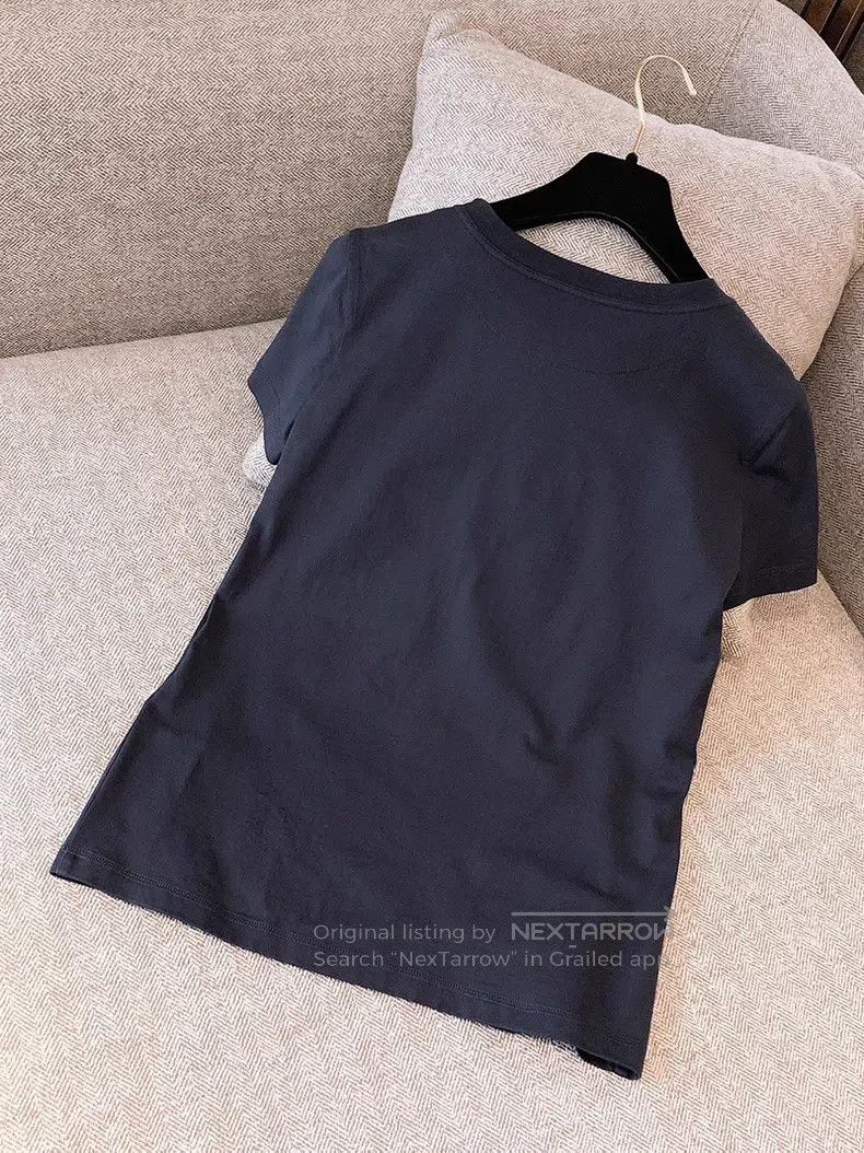 Hermes Hermes Dark blue single pocket embroidered T-shirt Size XXS / US 00 / IT 34 - 2 Thumbnail