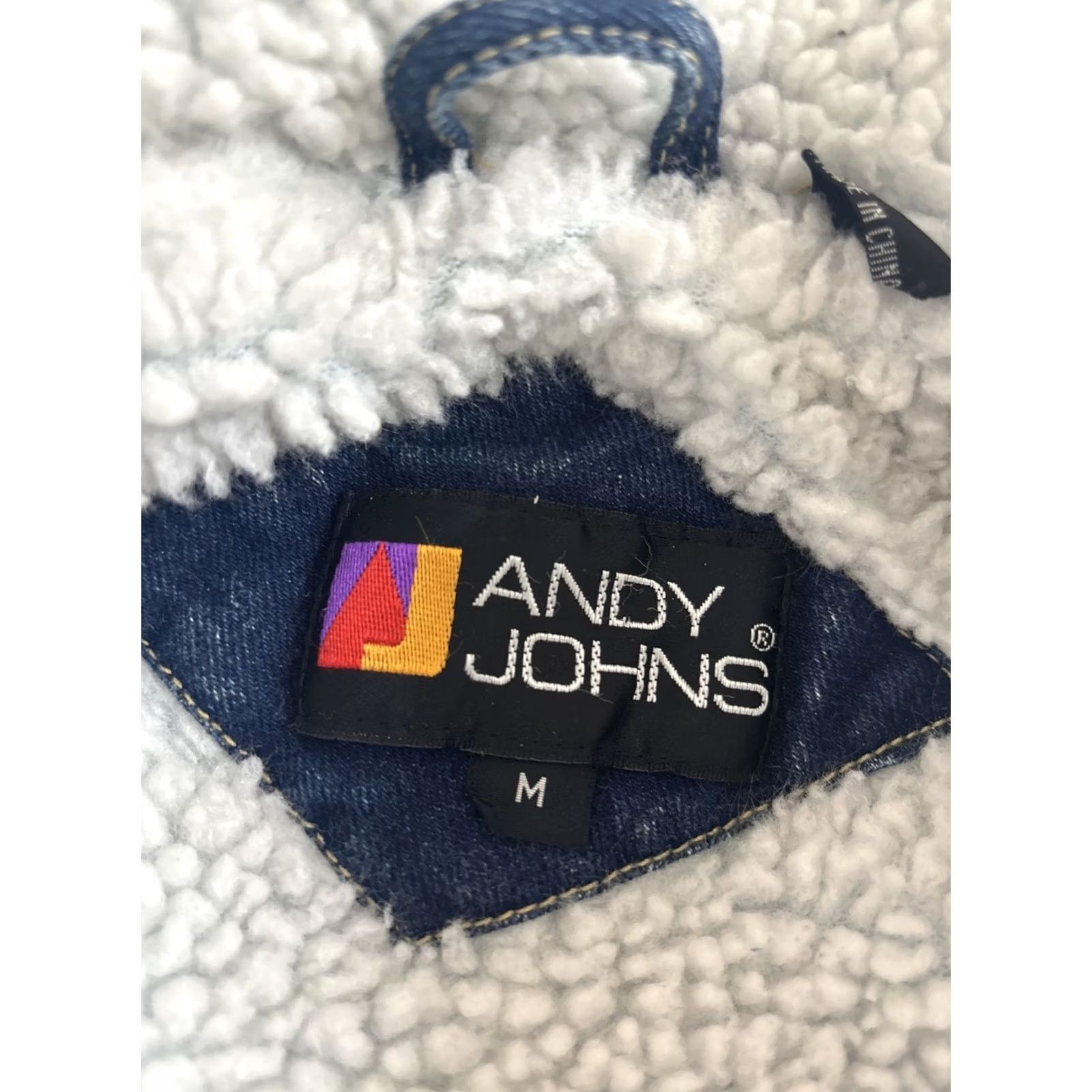 Denime VINTAGE 80s Acid Wash Long Denim Jean Sherpa Jacket Womens Medium Andy Johns Vtg Denim Sherpa Lined 30" Long 20" Pit to Pit Womens Size 32" / US 10 / IT 46 - 4 Thumbnail