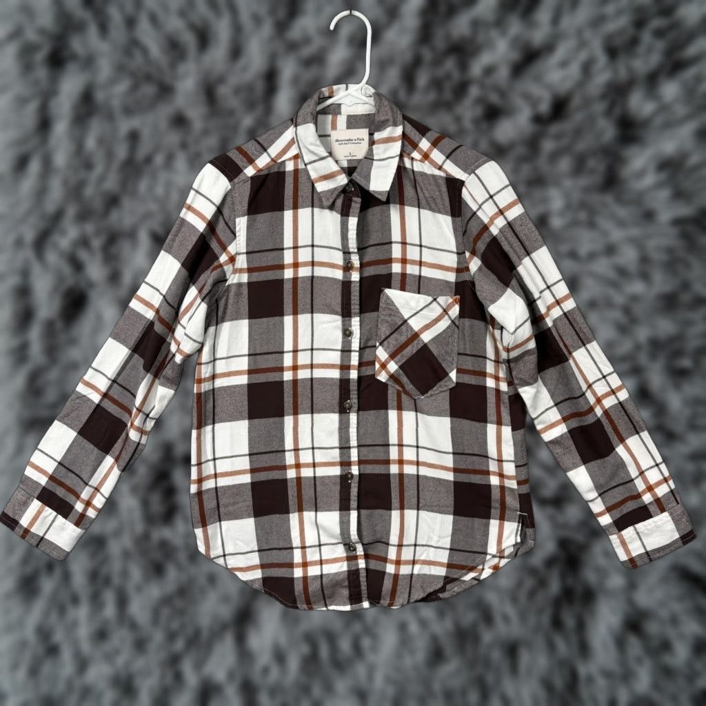 Abercrombie & Fitch Abercrombie & Fitch Flannel Shirt S Brown Plaid Casual Long Sleeve Button-Up Womens Regular Fall Grunge Hipster Pockets Vintage: No Size S / US 4 / IT 40 - 1 Thumbnail