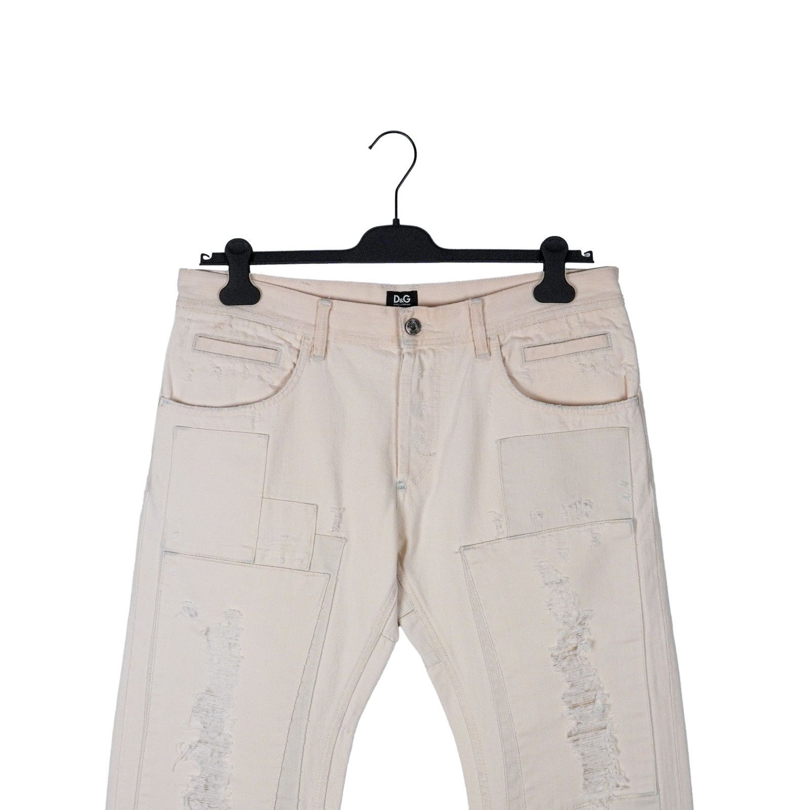 Dolce & Gabbana Dolce Gabbana White Distressed Patchwork Denim Pants Jeans Size US 33 - 3 Thumbnail