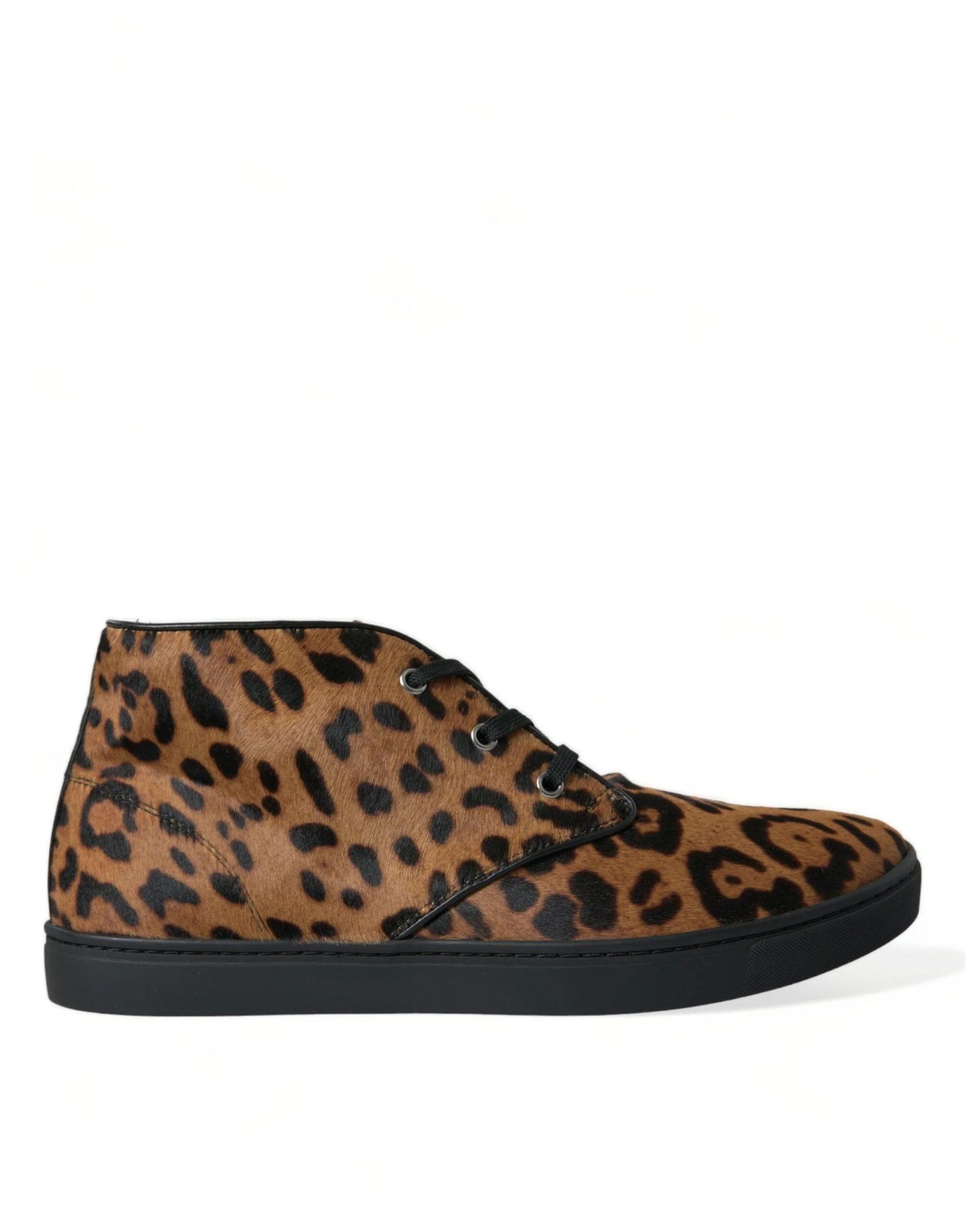 o1y0125 Logo Leopard-Print Ankle Boots in Brown/Black