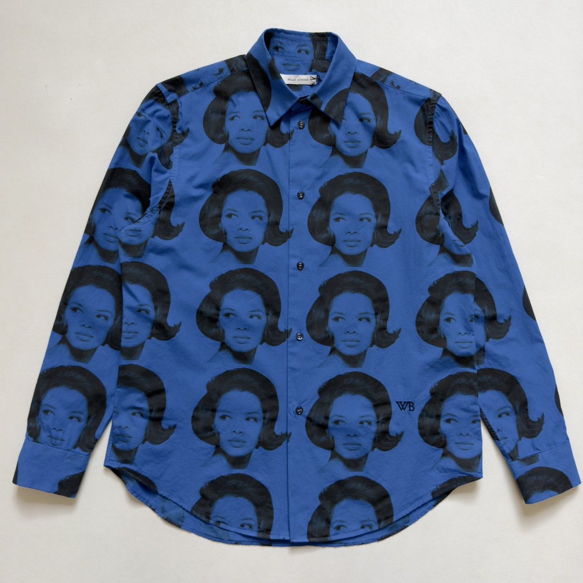Wales Bonner A/W 25 ‘Selah’ Blue+Black Face Print Shirt Size US L / EU 52-54 / 3 - 3 Thumbnail