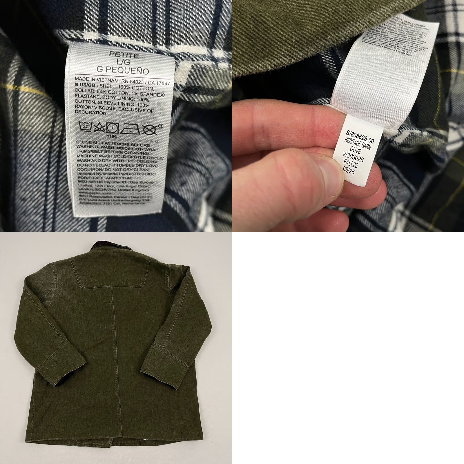 Banana Republic Banana Republic Barn Coat Jacket Womens Petite L Olive Green Fireman Flannel Jacket Housewarming Mens Womens Girls Boys Size L / US 10 / IT 46 - 8 Thumbnail
