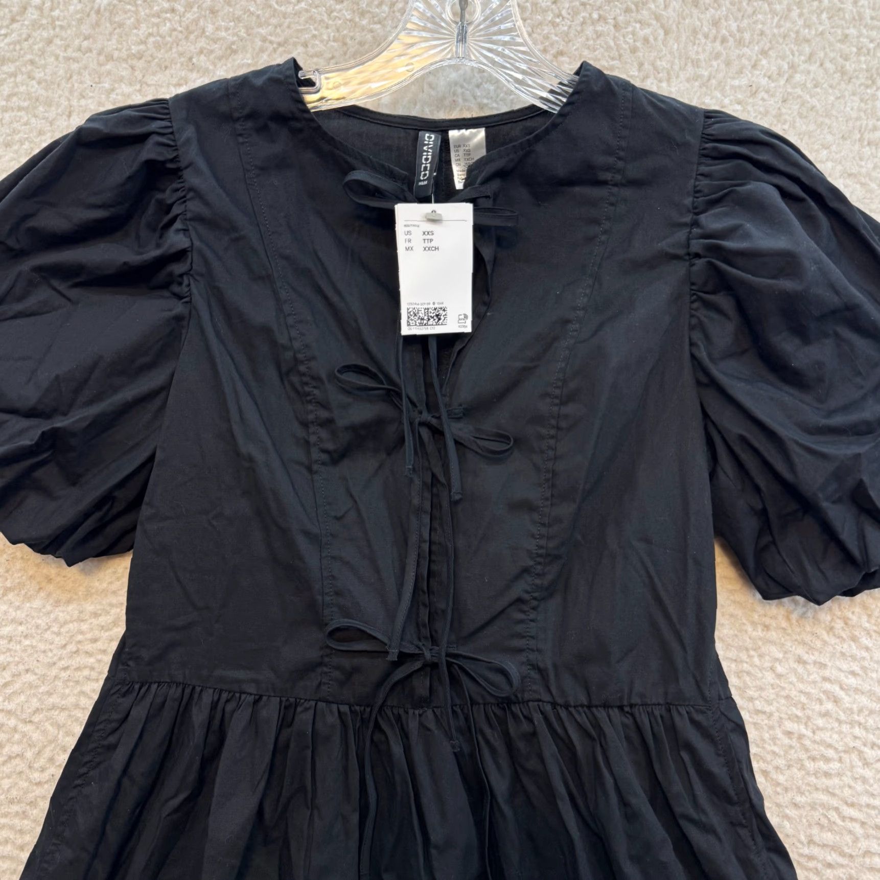 H&M VINTAGE NEW NWT H&M Black Puff Sleeve Mini Dress XS Size XS / US 0-2 / IT 36-38 - 3 Thumbnail