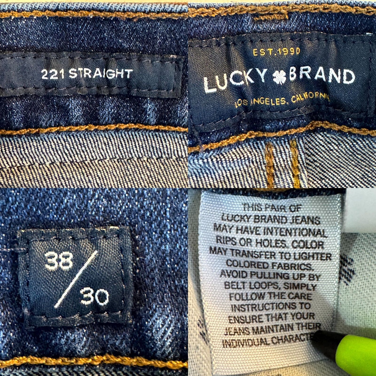Lucky Brand Lucky Brand 221 Straight Jeans Men 38x30 Denim Blue Medium Wash Stretch Regular Fit Size US 38 / EU 54 - 9 Thumbnail