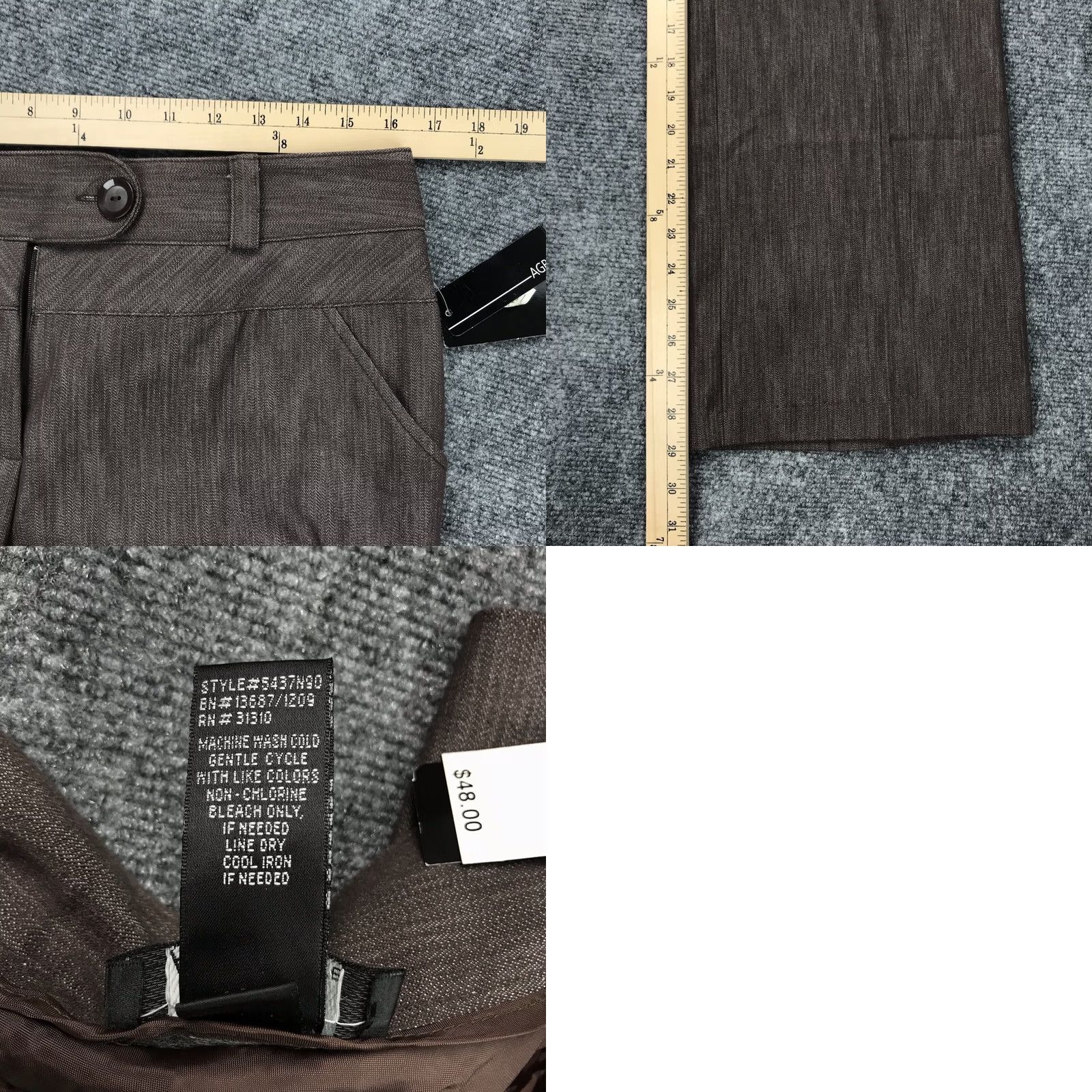 Vintage AGB Womens 10 Petite Dress Pants Brown Stretch Slacks 32x29 Stylish Size 32" / US 10 / IT 46 - 8 Thumbnail