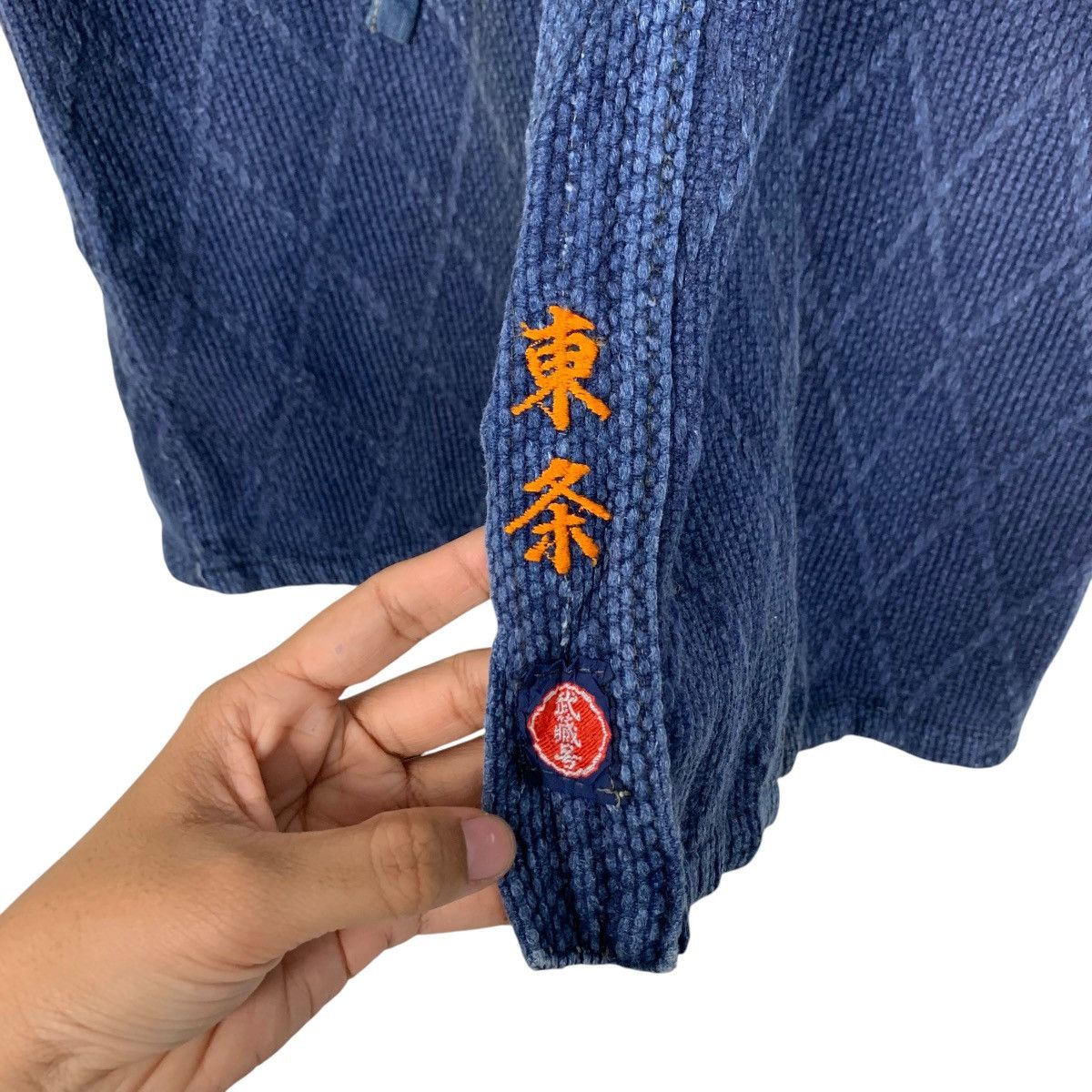 Vintage 90's Blue Indigo Sashiko Thick Weave Kimono Jacket 2767-C125 Size US M / EU 48-50 / 2 - 11 Thumbnail