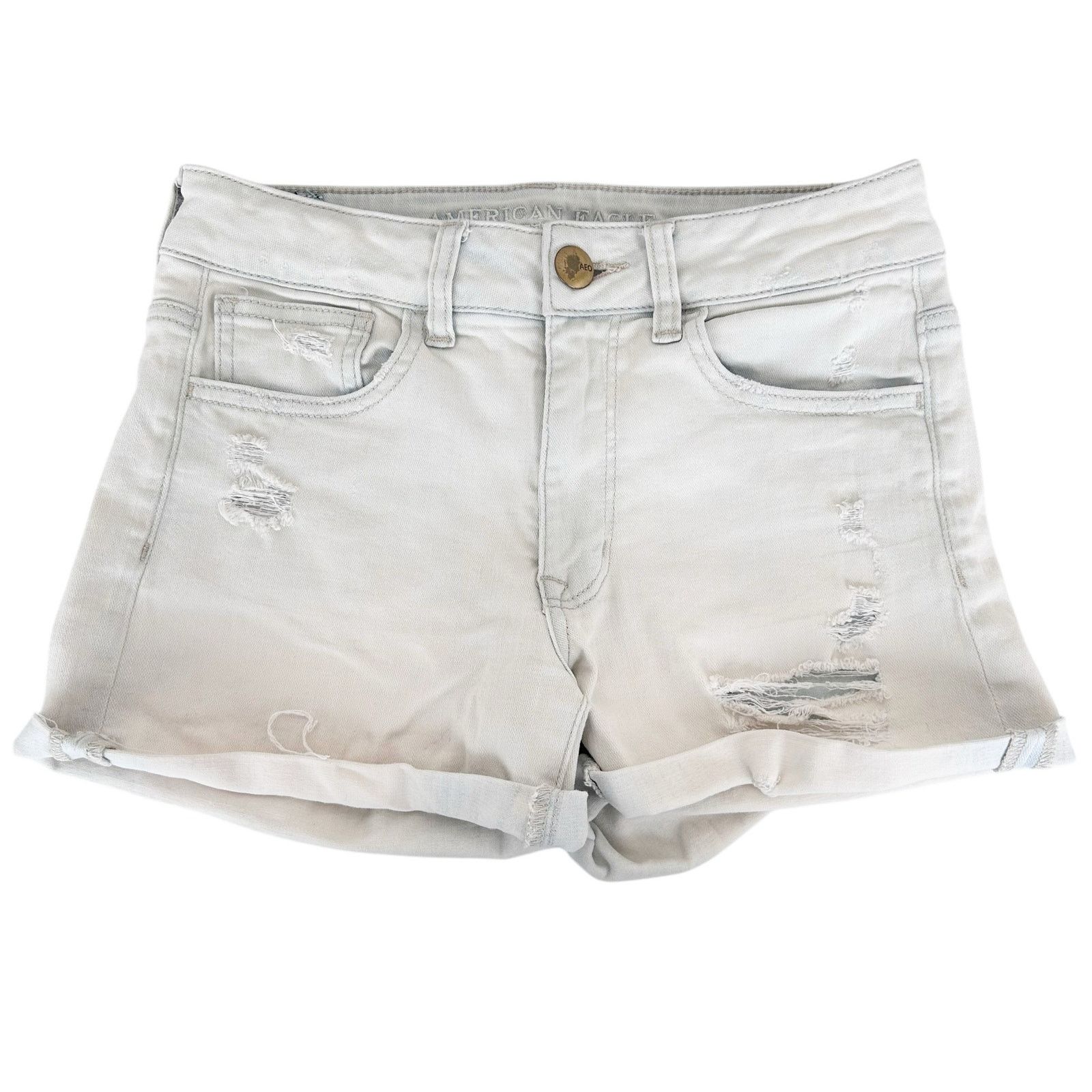 American Eagle Outfitters American Eagle Hi Rise Shortie Jean Shorts Sz 2 Size 26" / US 2 / IT 38 - 1 Thumbnail
