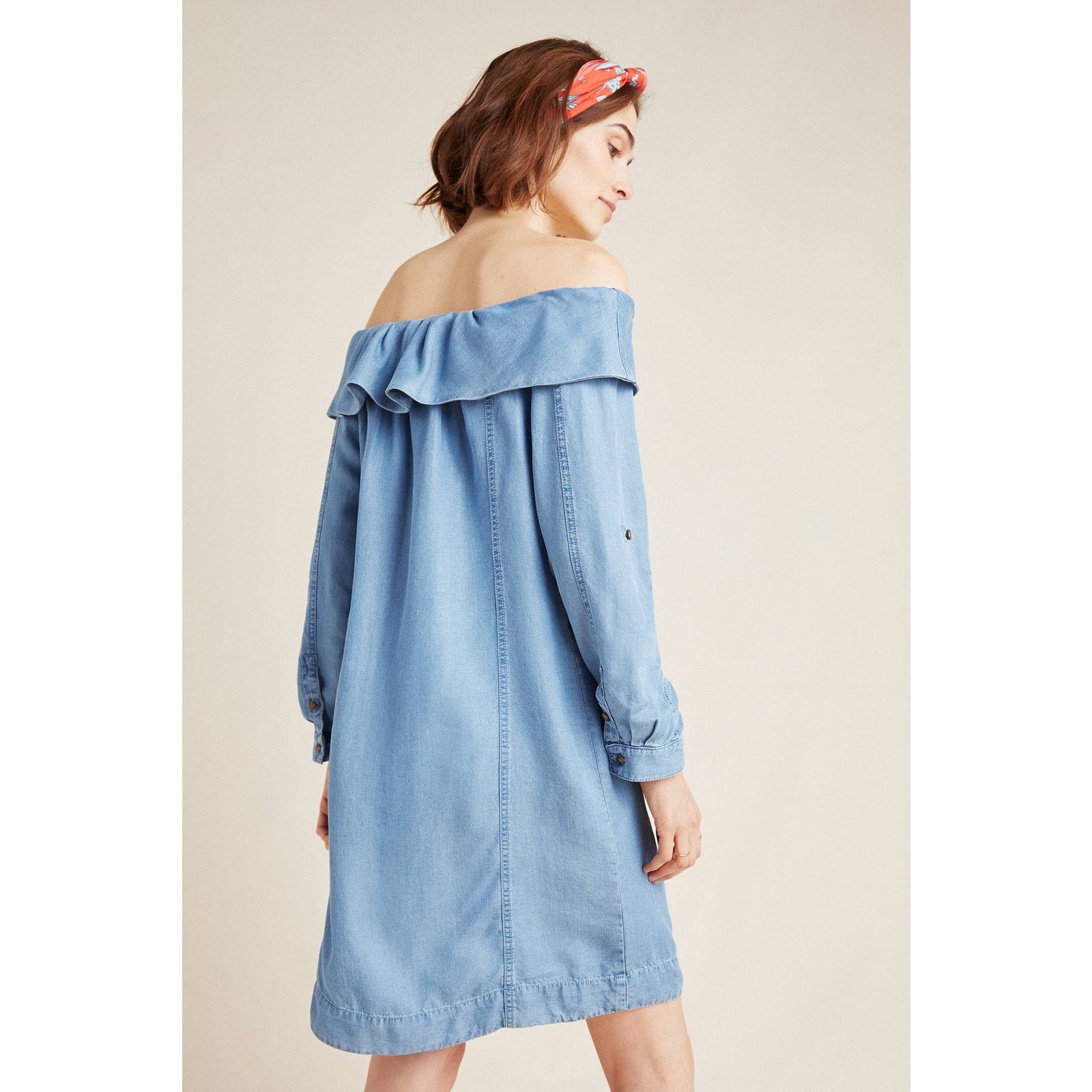Anthropologie New Anthropologie Pilcro Off-The-Shoulder Chambray Dress Size XS / US 0-2 / IT 36-38 - 2 Thumbnail