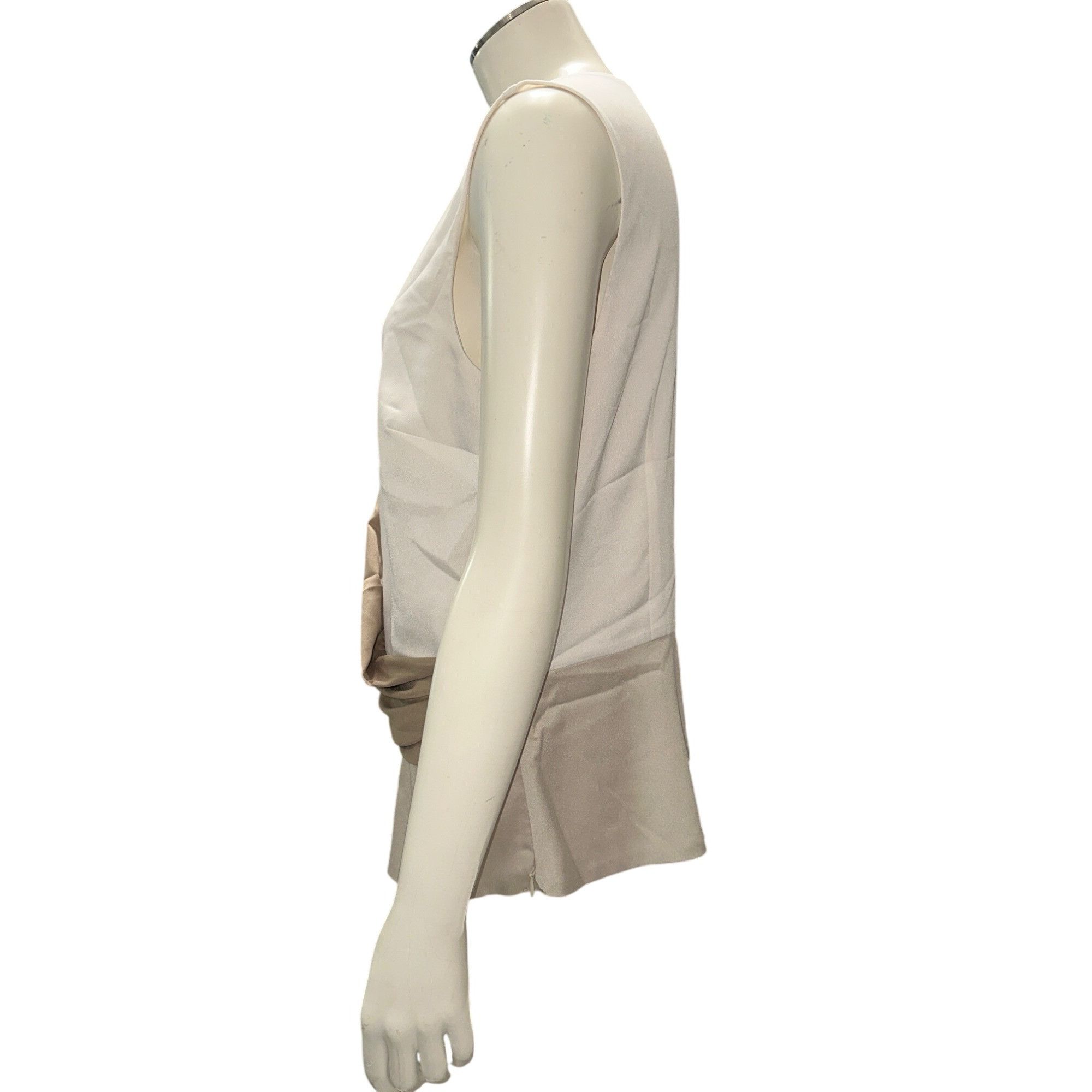 Ann Taylor Ann Taylor Size 8 White Beige Draped Asymmetric Blouse Side Size M / US 6-8 / IT 42-44 - 4 Thumbnail