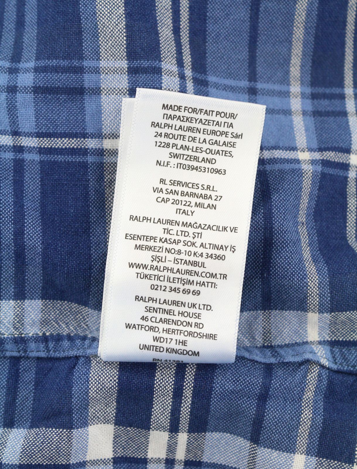 Ralph Lauren 2XL Blue Indigo Oxford Plaid Button-Down Neck Shirt 87009 Size US XXL / EU 58 / 5 - 12 Thumbnail