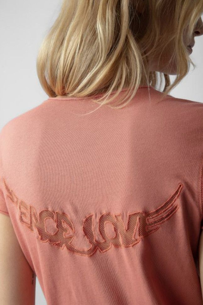 Zadig & Voltaire Zadig & Voltaire Peace Love Fishnet Tee Litchi ( XS ) Size XS / US 0-2 / IT 36-38 - 3 Thumbnail
