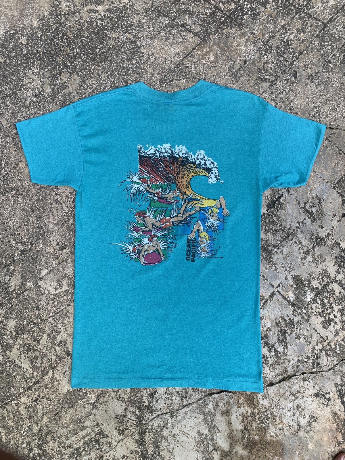 Ocean Pacific 1988 Ocean Pacific Vintage Teal Surf Graphic Tee Size L / US 10 / IT 46 - 1 Thumbnail
