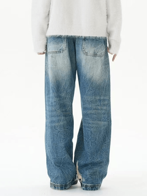 Japanese Brand × Jean Washed distressed casual straight-leg men's ripped jeans Size US 32 / EU 48 - 4 Thumbnail