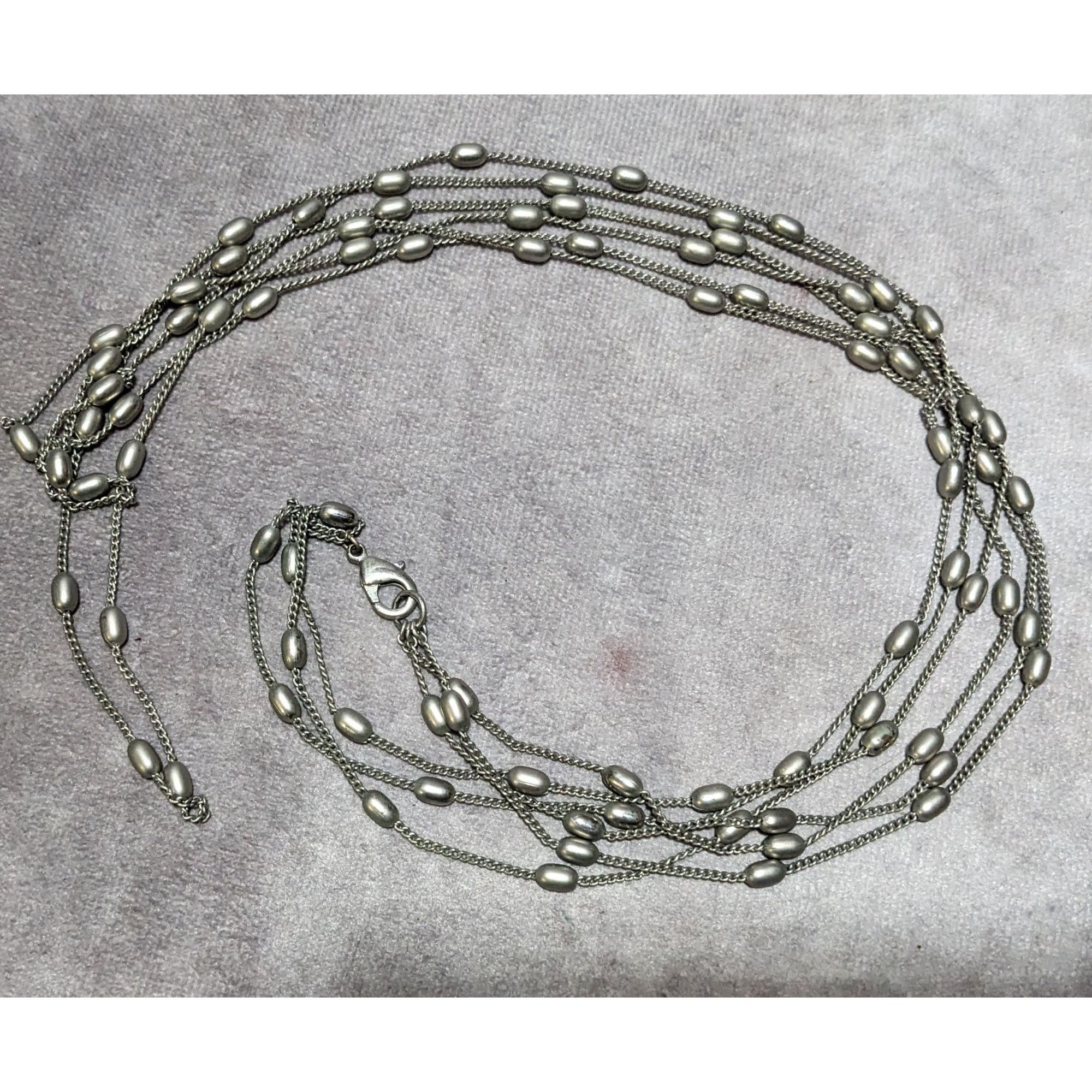 Other Modern Elegant Silver Multilayer Beaded Station Necklace Size ONE SIZE - 10 Thumbnail