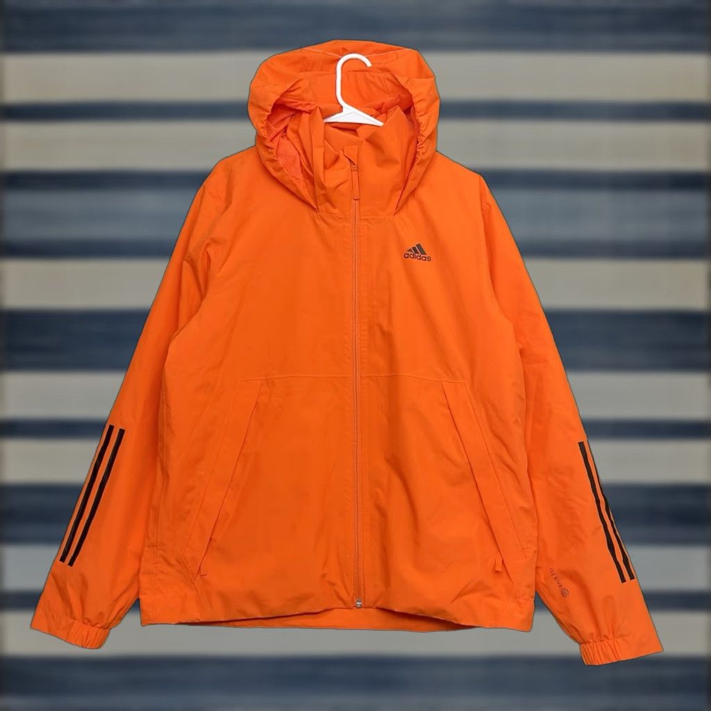 Adidas Adidas Puffer Jacket Mens M 3-Stripes Hooded Orange HG4885 NWT Jacket Size US M / EU 48-50 / 2 - 1 Thumbnail
