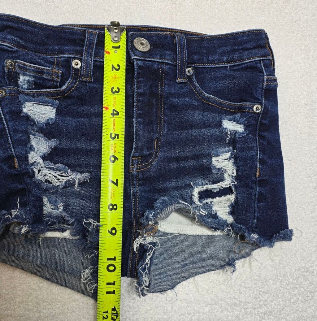 American Eagle Outfitters Women's American Eagle Distressed Hi-Rise Shortie J Shorts00 Size 24" / US 00 / IT 34 - 17 Thumbnail