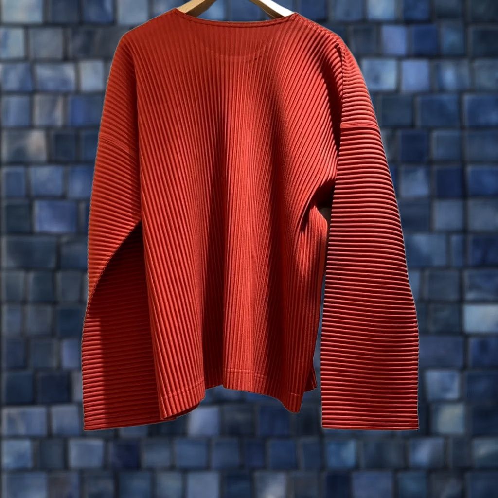Issey Miyake ISSEY MIYAKE Long Sleeve T-Shirt Pleated Orange Mens XL Regular Size US XL / EU 56 / 4 - 1 Thumbnail