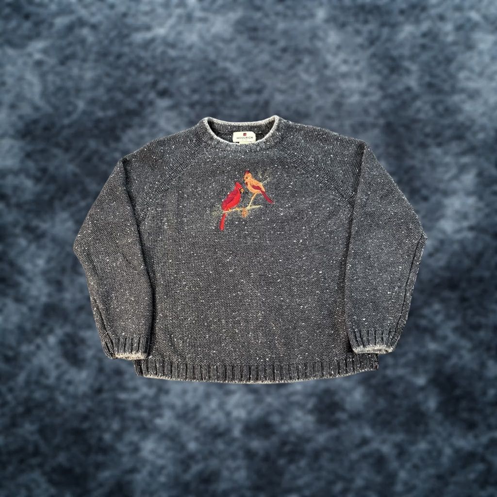 Vintage VINTAGE Woolrich Sweater Womens M Gray Cotton Embroidered Cardinal 90s Pullover Knit Long Sleeve Size M / US 6-8 / IT 42-44 - 1 Thumbnail