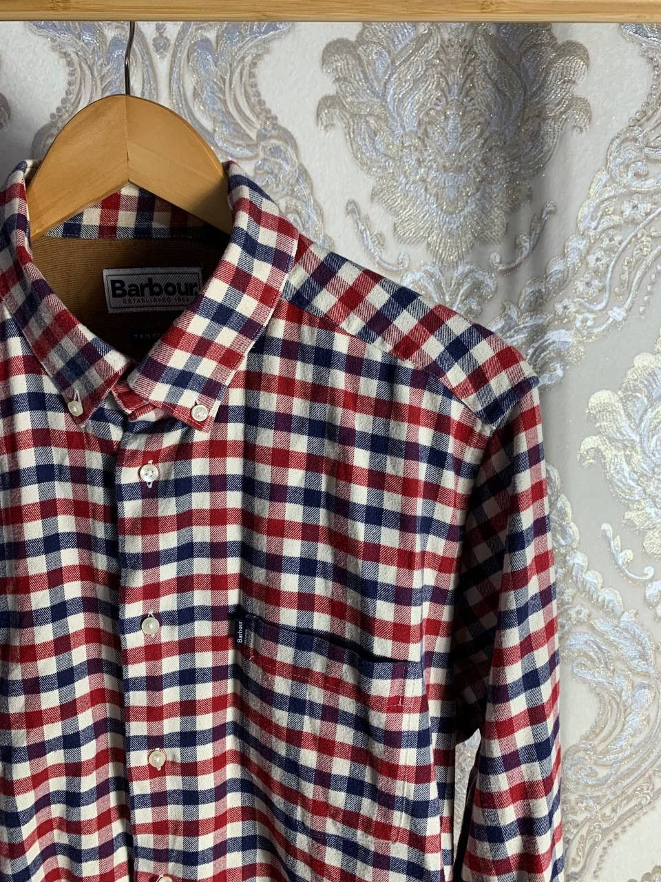 Barbour × Vintage VERY RARE BARBOUR OXFORD STAPLETION MOSS SHIRT ENGLAND STYLE Size US L / EU 52-54 / 3 - 2 Thumbnail