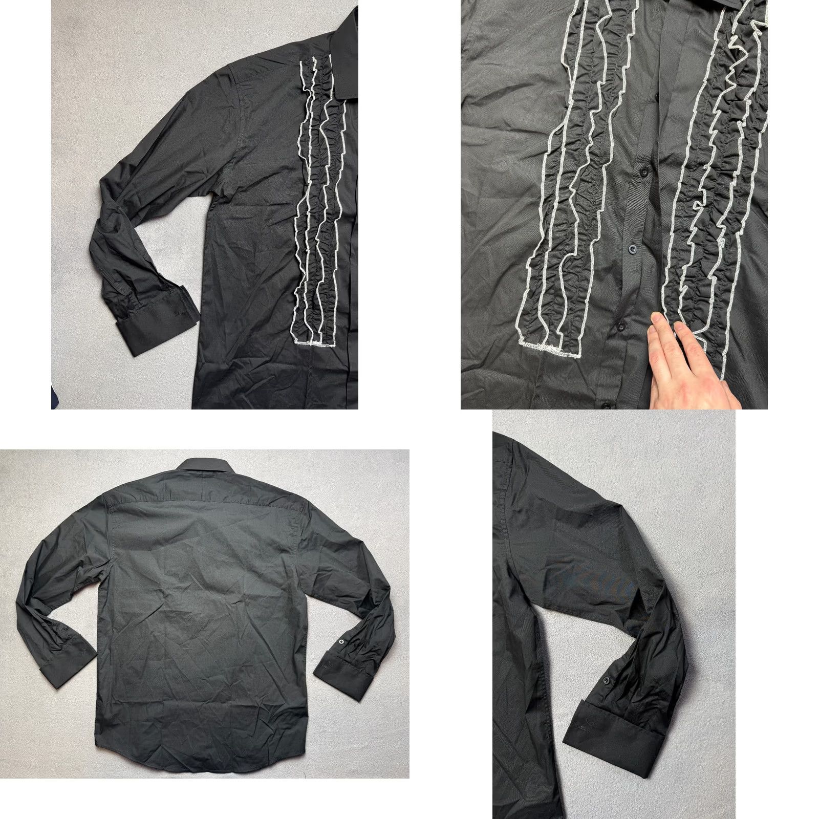 Vintage Dobell Button Up ruffled tuxedo shirt Long Sleeve Mens size 17 Black Size US XL / EU 56 / 4 - 8 Thumbnail