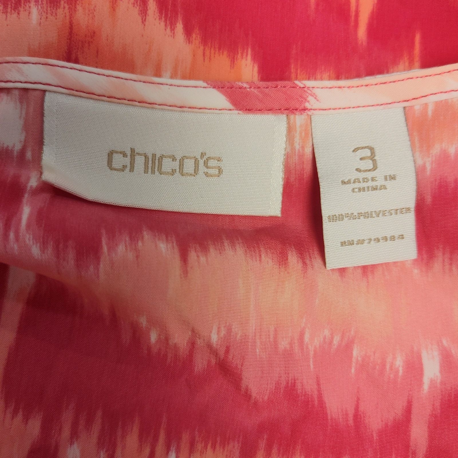 Chicos Chico's Women's 3 Orange/White Tie-Dye Sleeveless Tank Top Size XL / US 12-14 / IT 48-50 - 3 Thumbnail