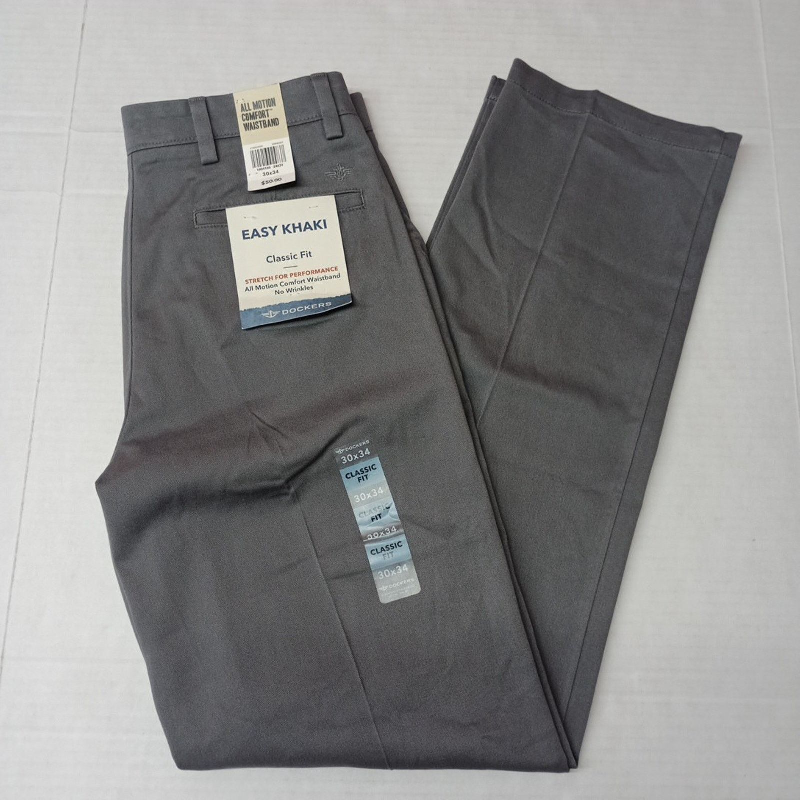 Dockers Dockers Easy Khakis Pants Men's 30x34 Gray Classic Fit Size US 30 / EU 46 - 1 Thumbnail