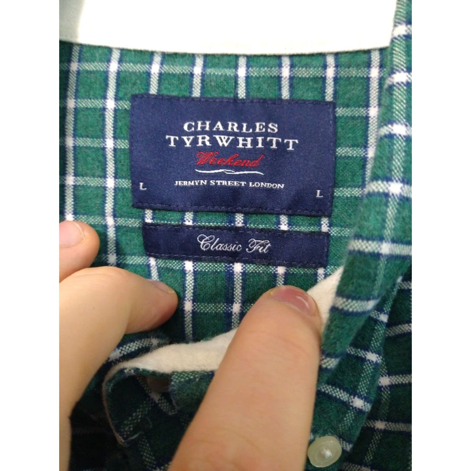 Charles Tyrwhitt Charles Tyrwhitt Shirt Mens Large Green Plaid Flannel Classic Fit Long Sleeve Size US L / EU 52-54 / 3 - 7 Thumbnail