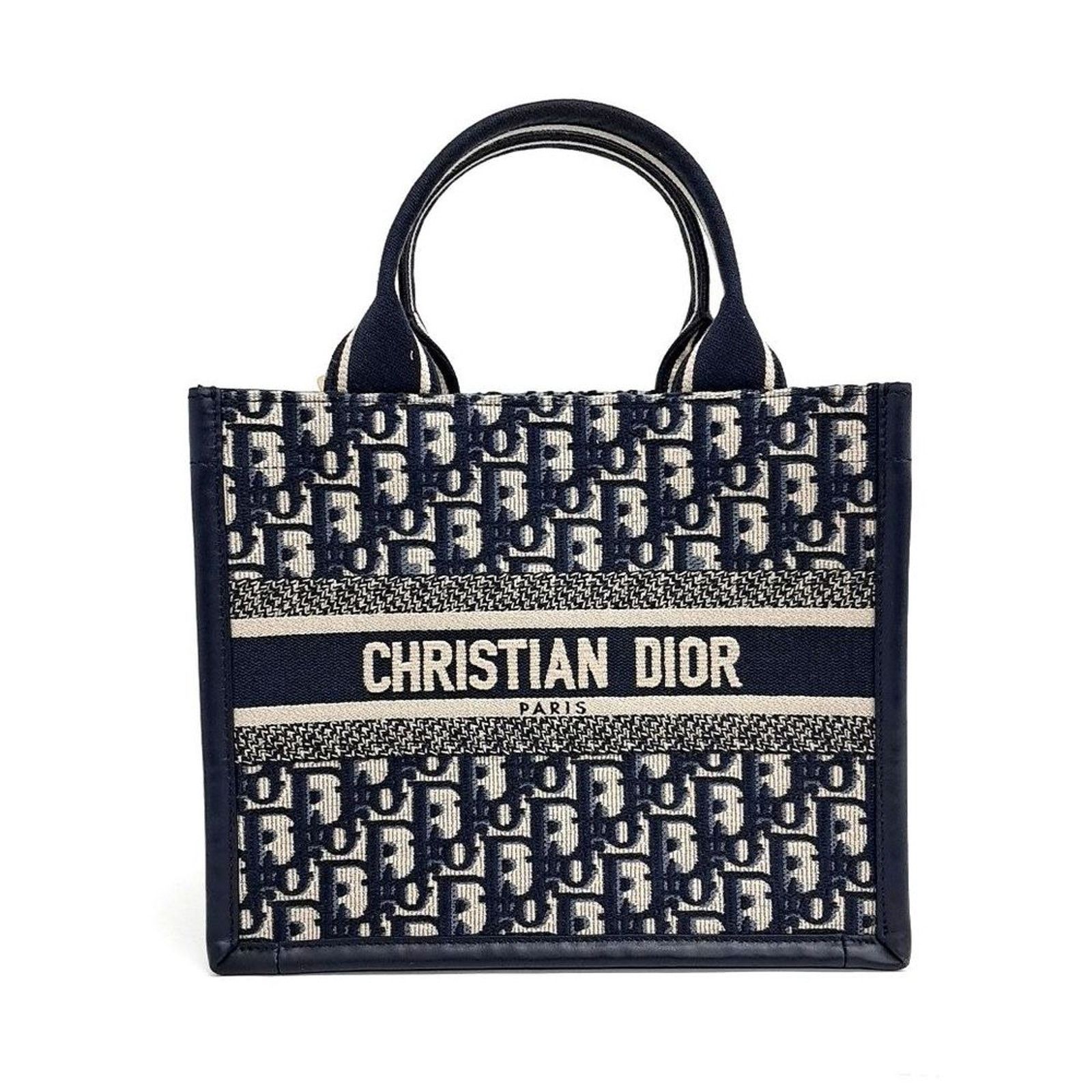 Christian Dior Oblique Book Tote Bag Small M1325 (5883938) in White, Women's