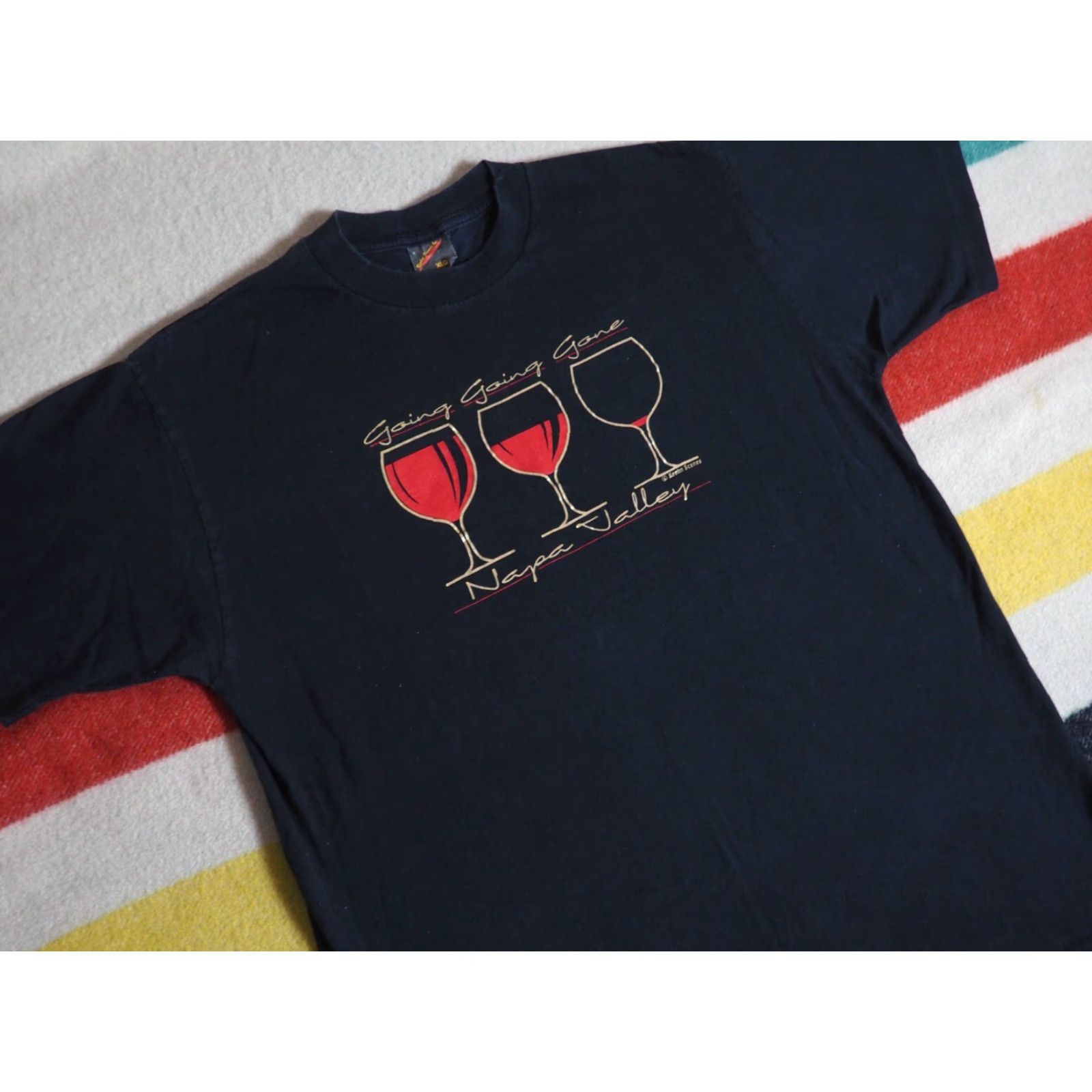 Vintage VTG 90s Napa Valley California Wine Faded Black Joke Tee T-Shirt USA XL Shirt Men Size US XL / EU 56 / 4 - 2 Thumbnail