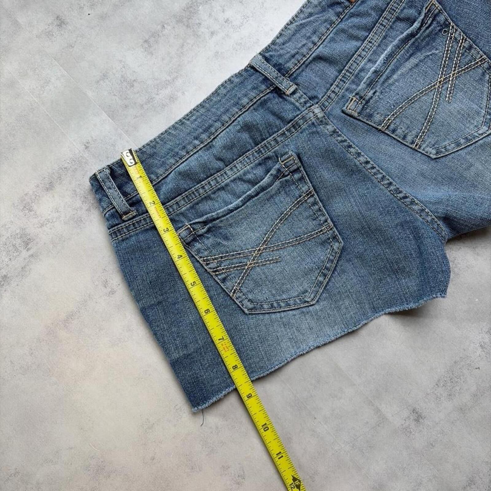 Aeropostale Y2K Blue Aeropostale Grunge Embellished Mini Denim Shorts Size 25" / US 0 / IT 36 - 7 Thumbnail