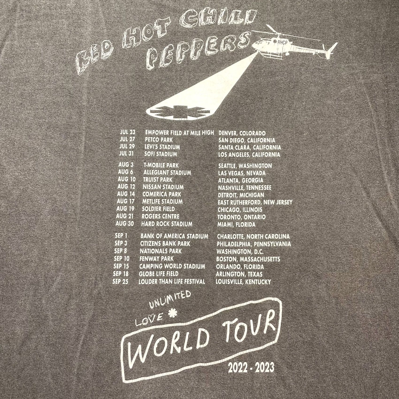 Vintage Red Hot Chili Peppers Shirt Mens XL Gray Unlimited Love Tour 2022 Oversized Size US XL / EU 56 / 4 - 6 Thumbnail