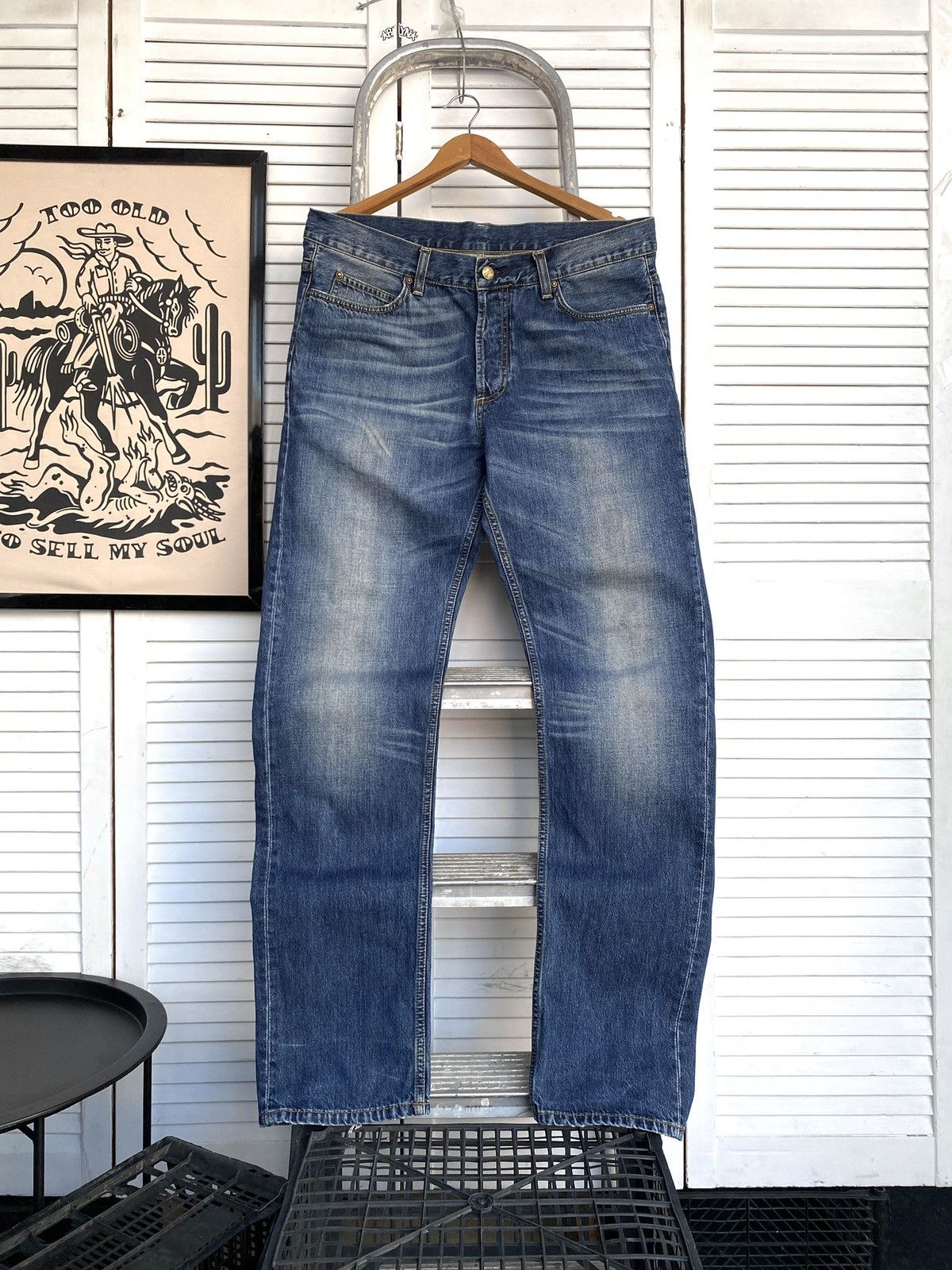 Carhartt × Vintage Carhartt Wip Texas Pants Faded Denim Jeans Vintage Style Size US 33 - 2 Thumbnail