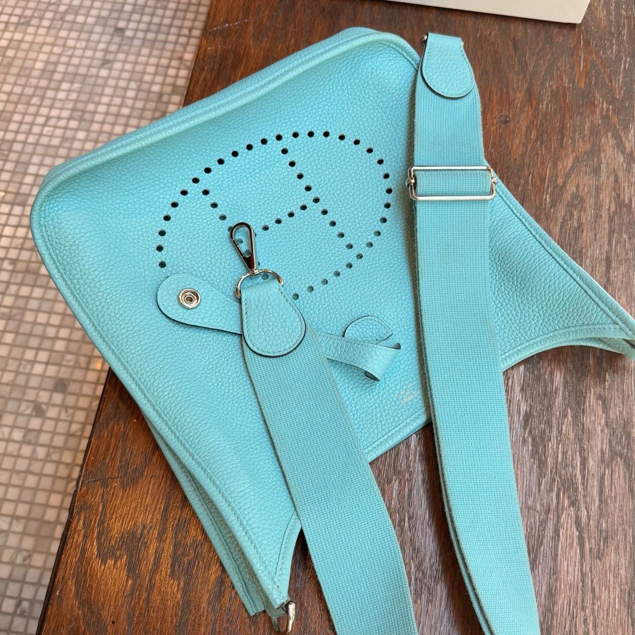 Hermes Hermès 2015 Bleu Atoll Clemence Evelyne III Crossbody Bag Size ONE SIZE - 15 Thumbnail