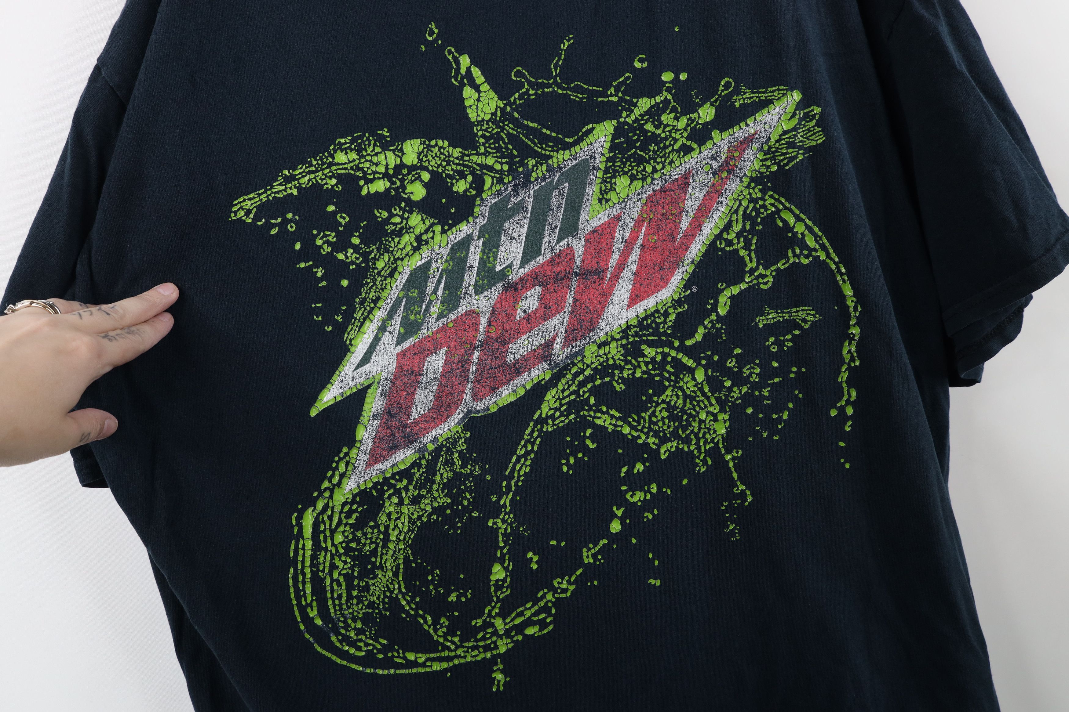 Vintage Vintage Y2K Spell Out Mountain Dew T-Shirt Black Cotton Size US XXL / EU 58 / 5 - 4 Thumbnail