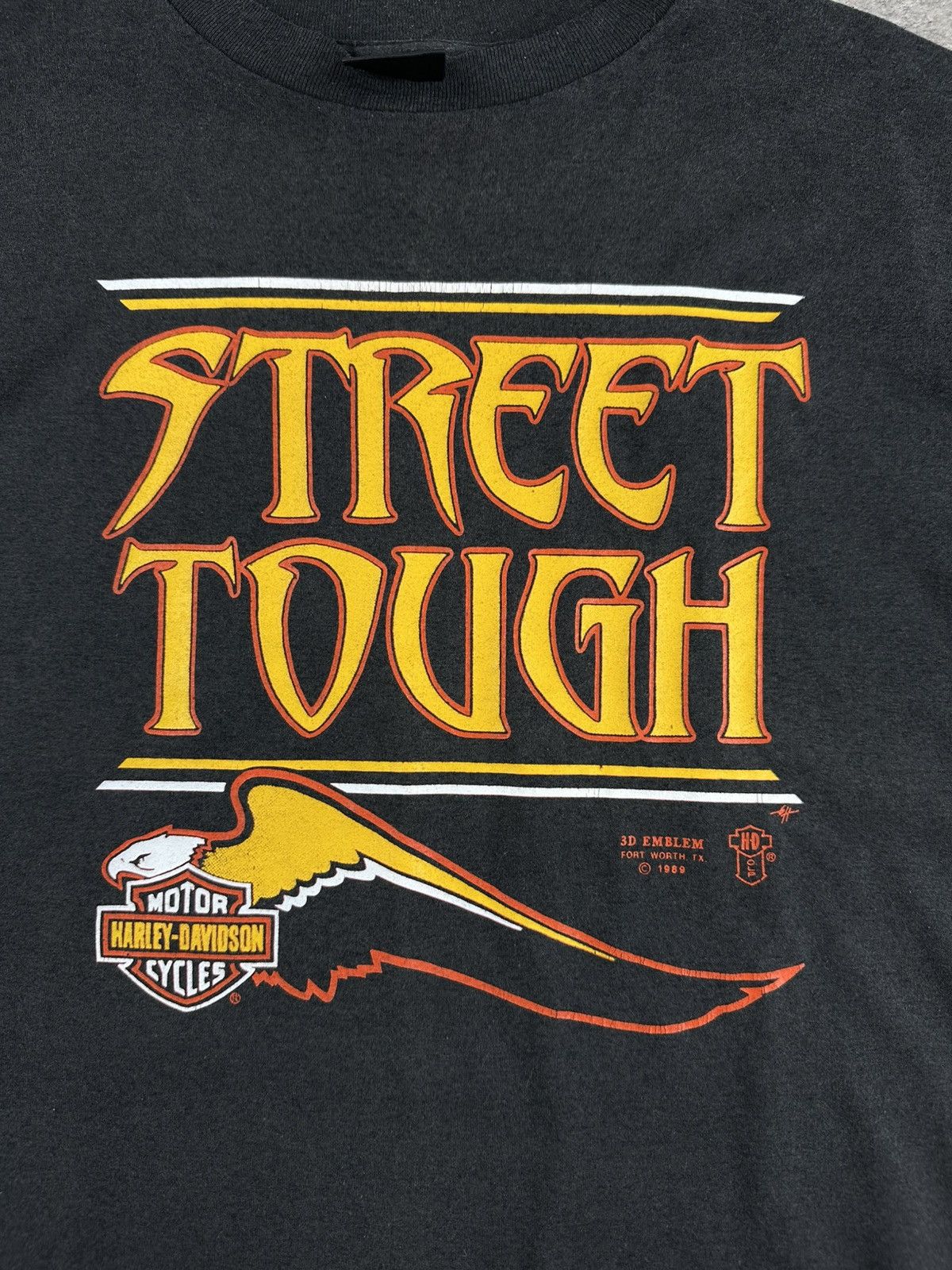 Harley Davidson T-shirt tee Harley Davidson Street Tough 3D emblem 1989 Size US L / EU 52-54 / 3 - 2 Thumbnail