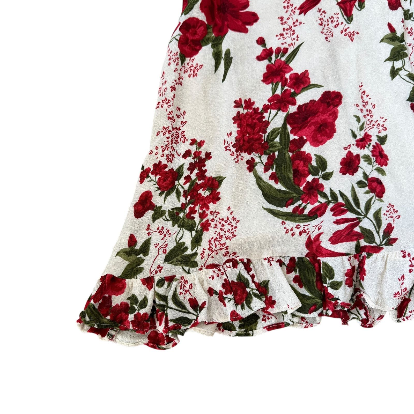Reformation Reformation Christine Mini Dress Georgette Red Floral Size XS / US 0-2 / IT 36-38 - 7 Thumbnail