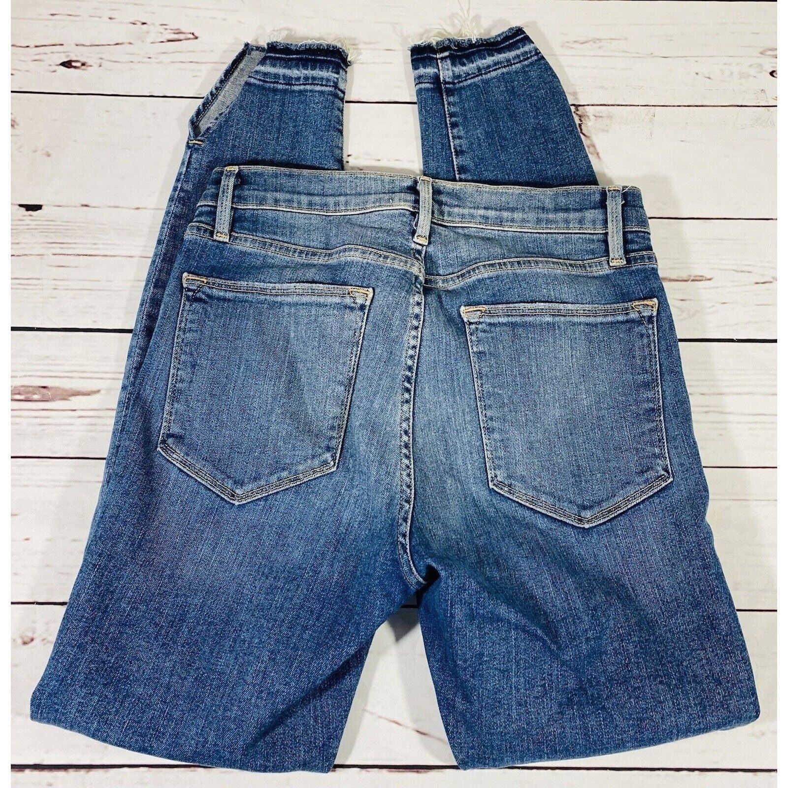 Frame FRAME Le High Skinny Jeans Womens Size 27 Raw Frayed Angle R Size 27" / US 4 / IT 40 - 2 Thumbnail