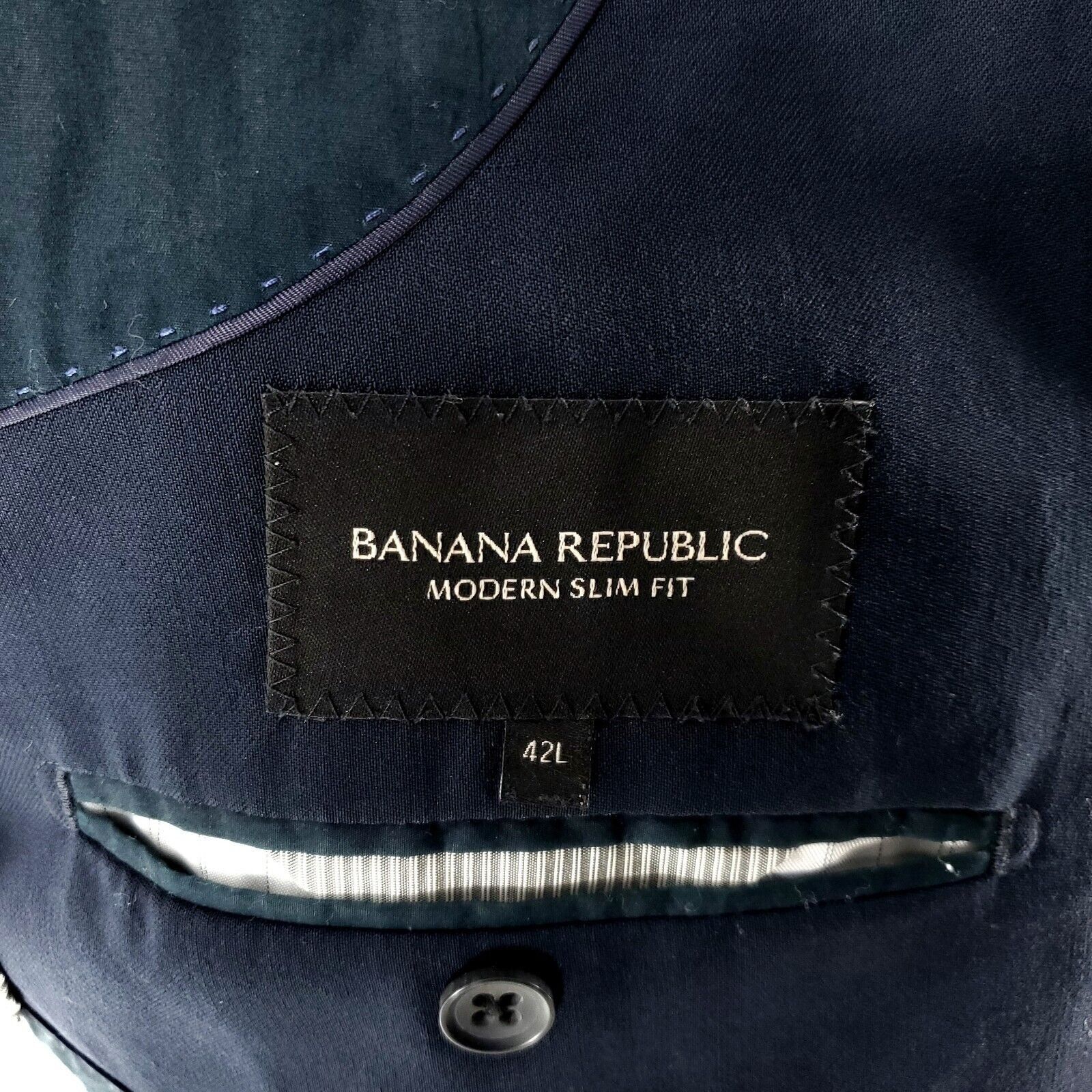 Banana Republic DAMAGED Banana Republic Wool 2 Button Blazer 40R Blue Lanifi Size 40R - 10 Thumbnail